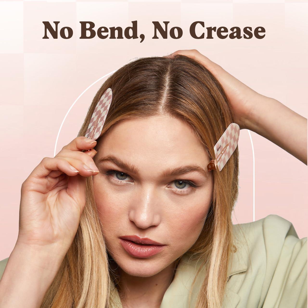 imageKitsch Creaseless Hair Clips for Women No Crease No Bend Hair Clips for Styling Bangs Makeup Application Face Wash Recycled Acrylic Cherry Print Ideal Gifts for Women 4pcsTerracotta Checkered