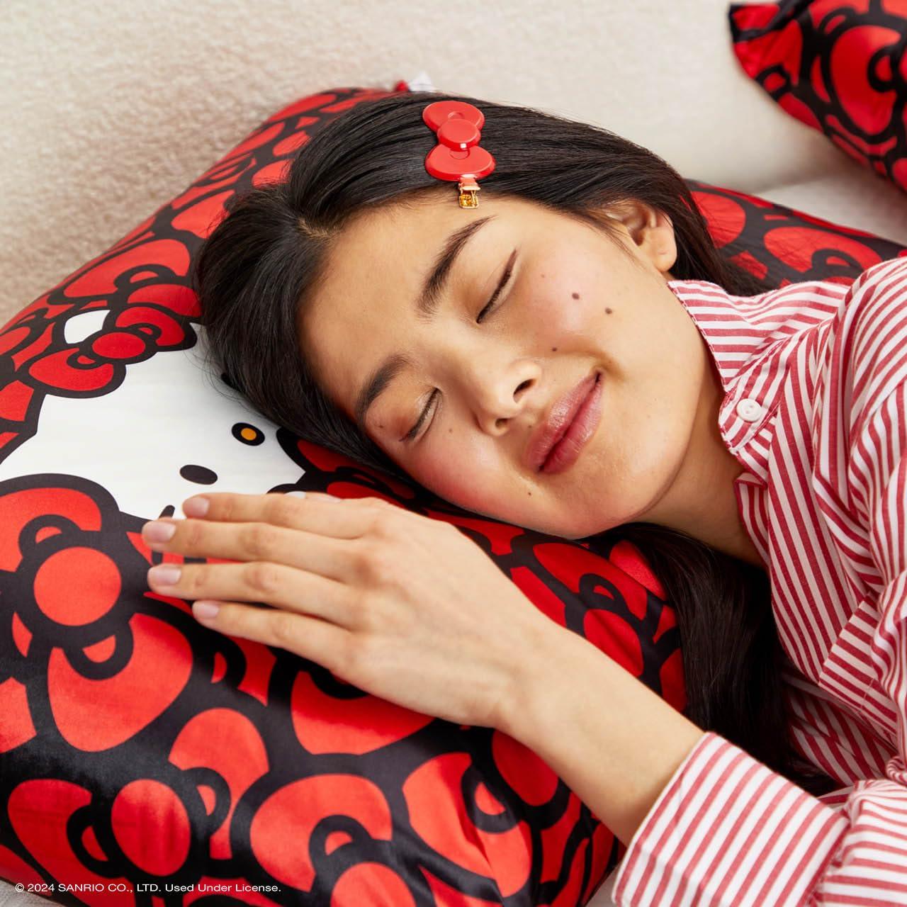 imageKitsch Creaseless Hair Clips for Women No Crease No Bend Hair Clips for Styling Bangs Makeup Application Face Wash Recycled Acrylic Cherry Print Ideal Gifts for Women 4pcsRed Kitty Bow