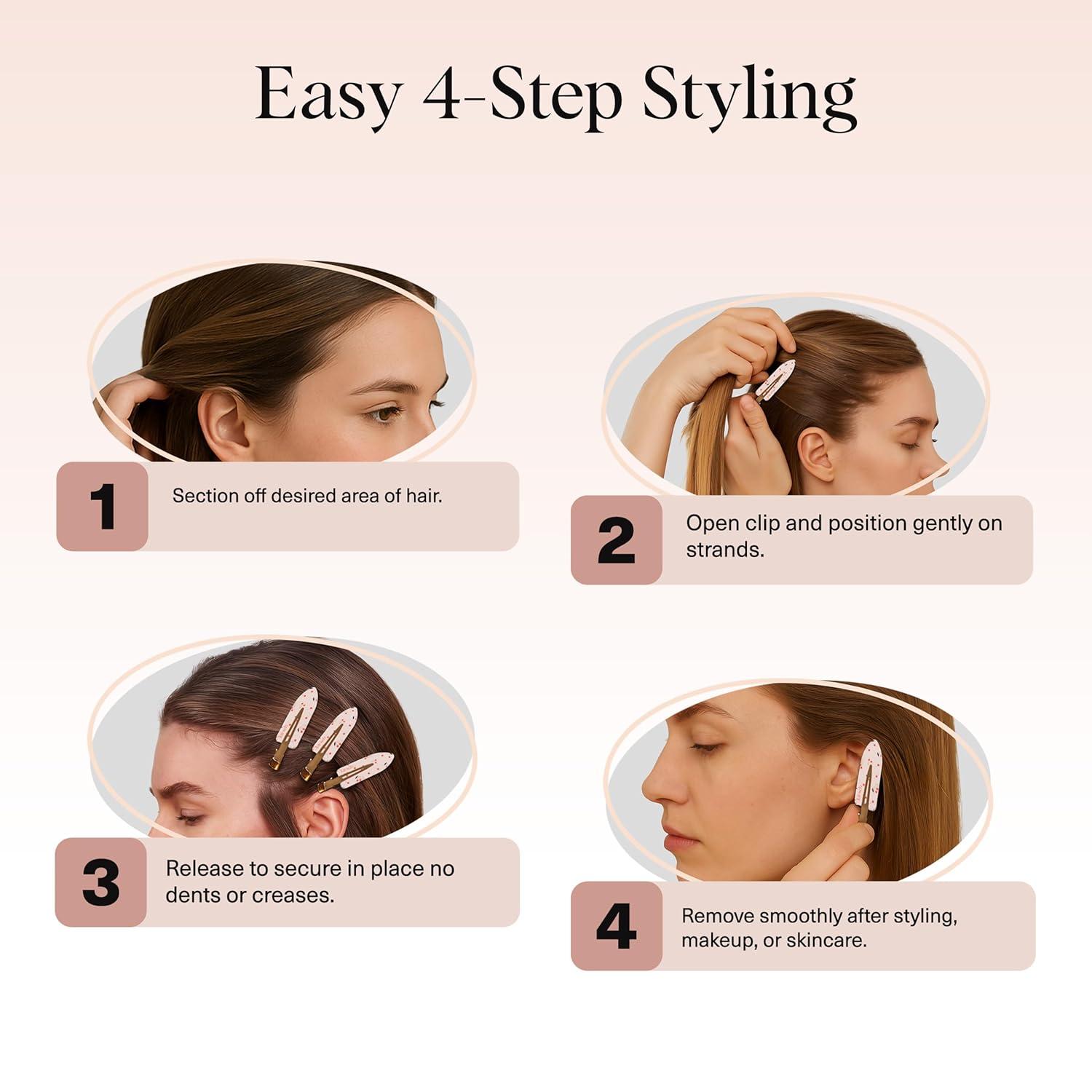 imageKitsch Creaseless Hair Clips for Women No Crease No Bend Hair Clips for Styling Bangs Makeup Application Face Wash Recycled Acrylic Cherry Print Ideal Gifts for Women 4pcsCherry Print