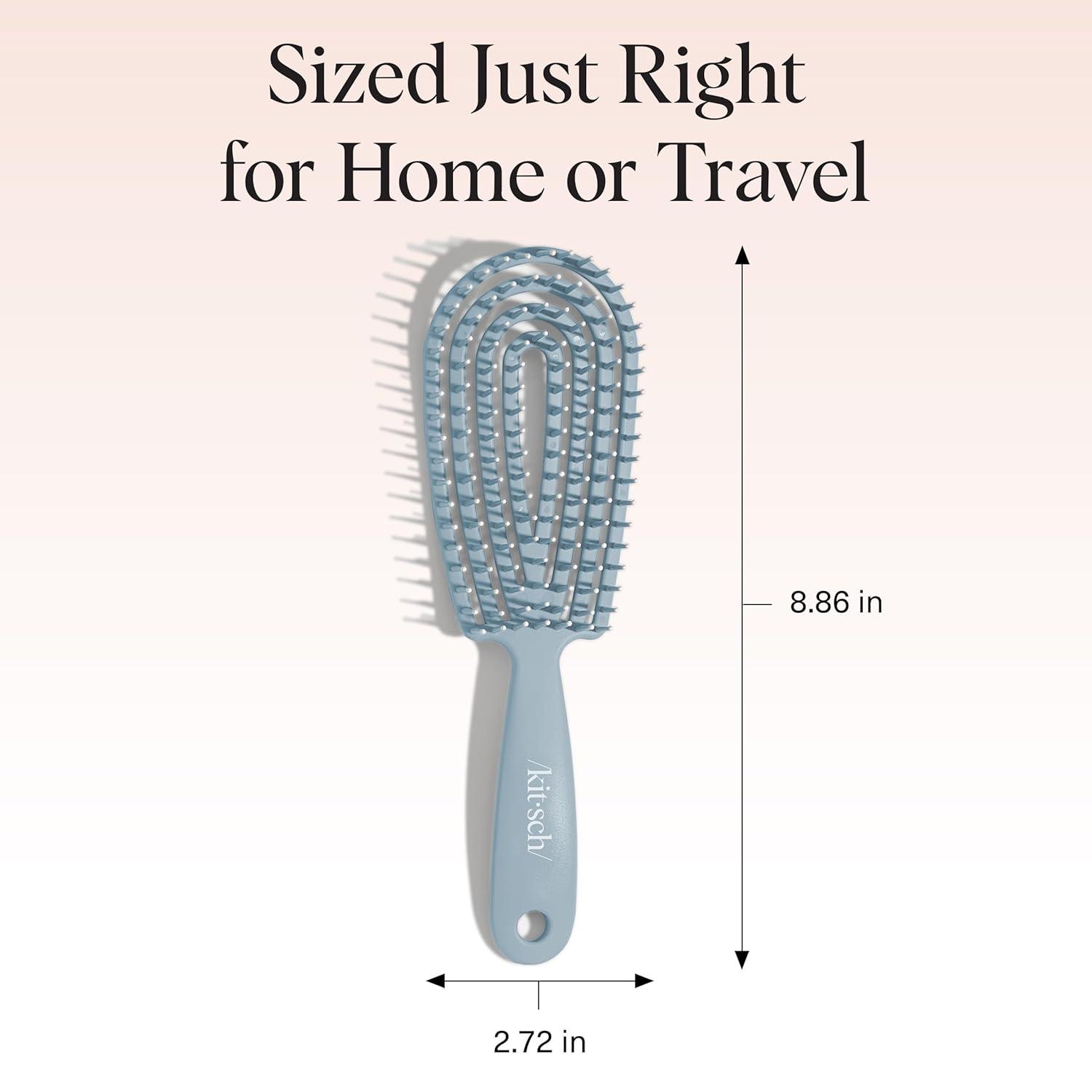 imageKitsch Detangler Brush Flexible Curly Hair Brush for Women Men ampamp Kids Detangling Hairbrush with Bendable Frame and UltraSmooth Bristles for Wet or Dry Strands Haze BlueHaze Blue