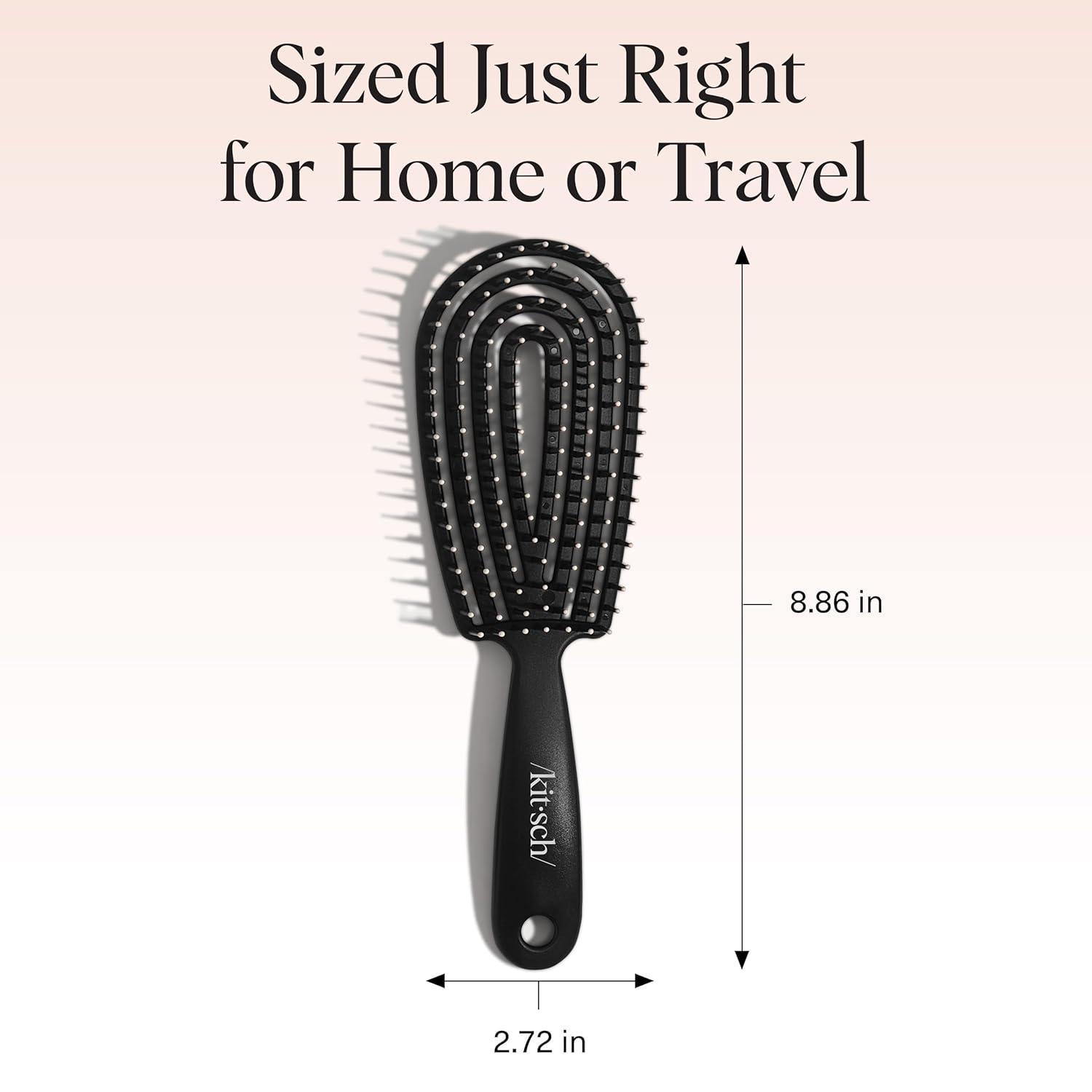 imageKitsch Detangler Brush Flexible Curly Hair Brush for Women Men ampamp Kids Detangling Hairbrush with Bendable Frame and UltraSmooth Bristles for Wet or Dry Strands Haze BlueBlack