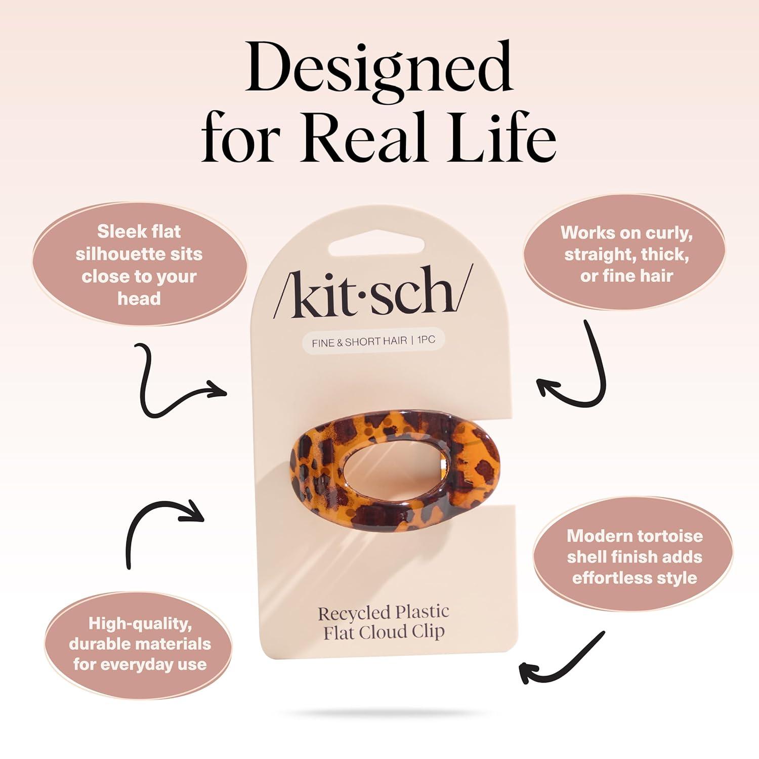 imageKitsch Medium Flat Claw Clips for Women Stylish Flat Hair Clips Strong Hold for Thick ampamp Fine Hair NonSlip for Secure Comfortable AllDay Wear Ideal Gifts for Women CherryTortoise Design