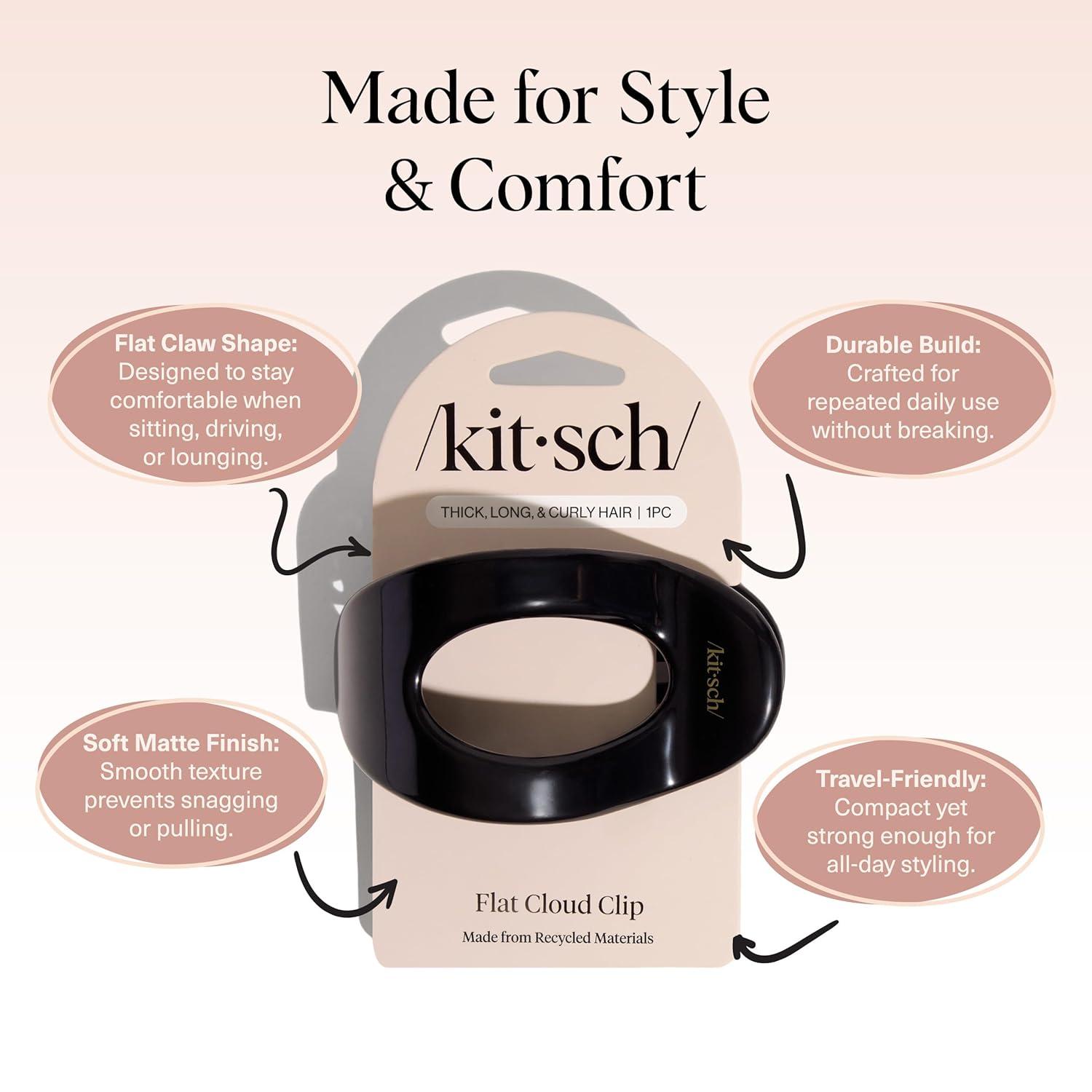 imageKitsch Medium Flat Claw Clips for Women Stylish Flat Hair Clips Strong Hold for Thick ampamp Fine Hair NonSlip for Secure Comfortable AllDay Wear Ideal Gifts for Women CherryLBlack