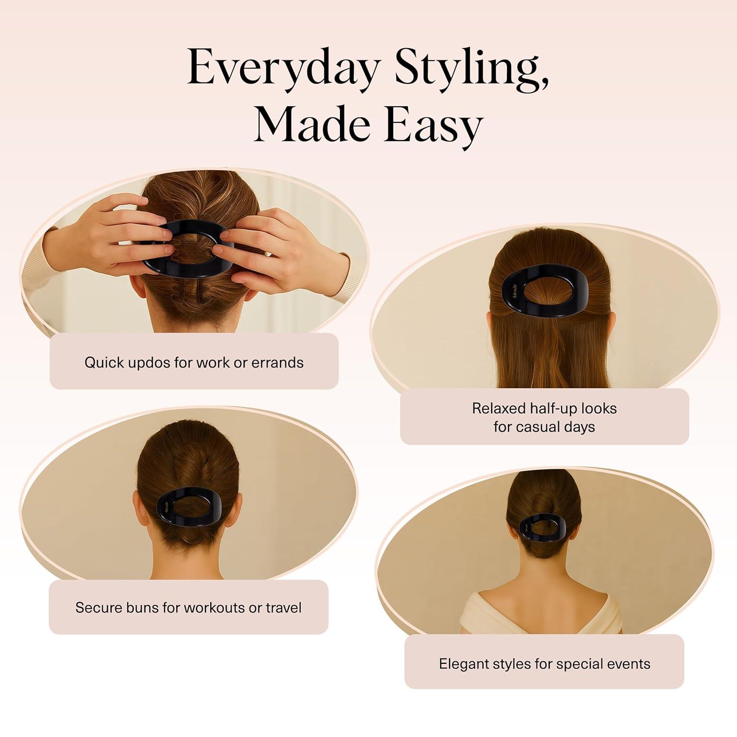 imageKitsch Medium Flat Claw Clips for Women Stylish Flat Hair Clips Strong Hold for Thick ampamp Fine Hair NonSlip for Secure Comfortable AllDay Wear Ideal Gifts for Women CherryLBlack