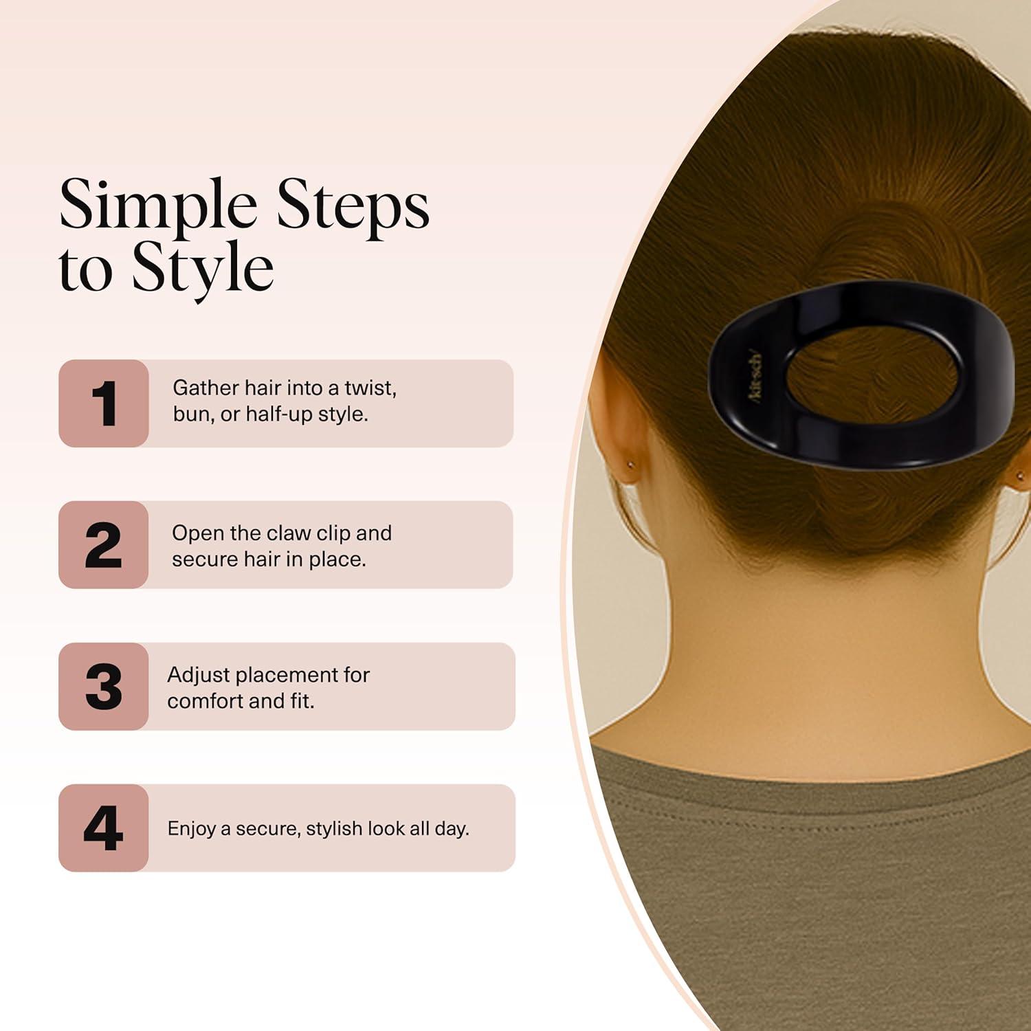 imageKitsch Medium Flat Claw Clips for Women Stylish Flat Hair Clips Strong Hold for Thick ampamp Fine Hair NonSlip for Secure Comfortable AllDay Wear Ideal Gifts for Women CherryLBlack