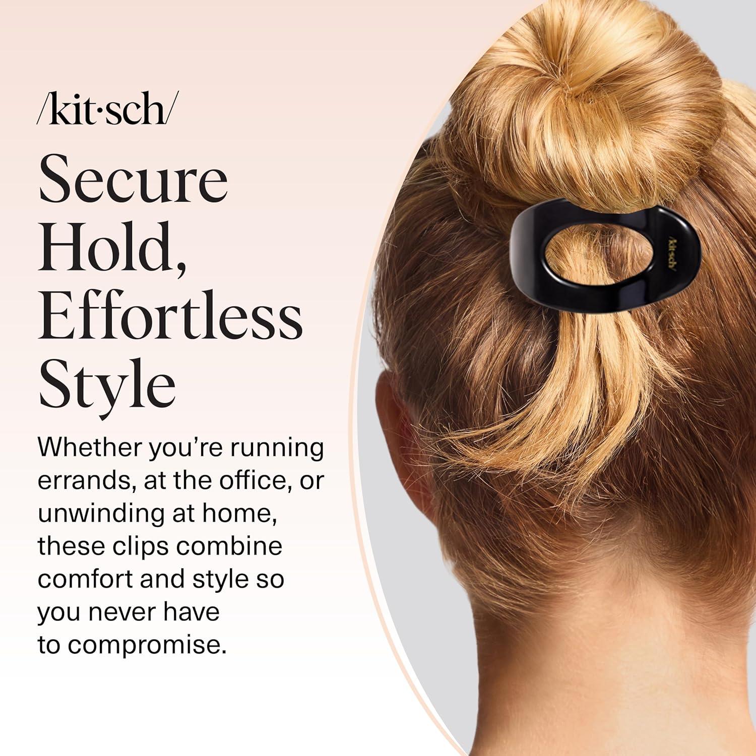 imageKitsch Medium Flat Claw Clips for Women Stylish Flat Hair Clips Strong Hold for Thick ampamp Fine Hair NonSlip for Secure Comfortable AllDay Wear Ideal Gifts for Women CherrySBlack