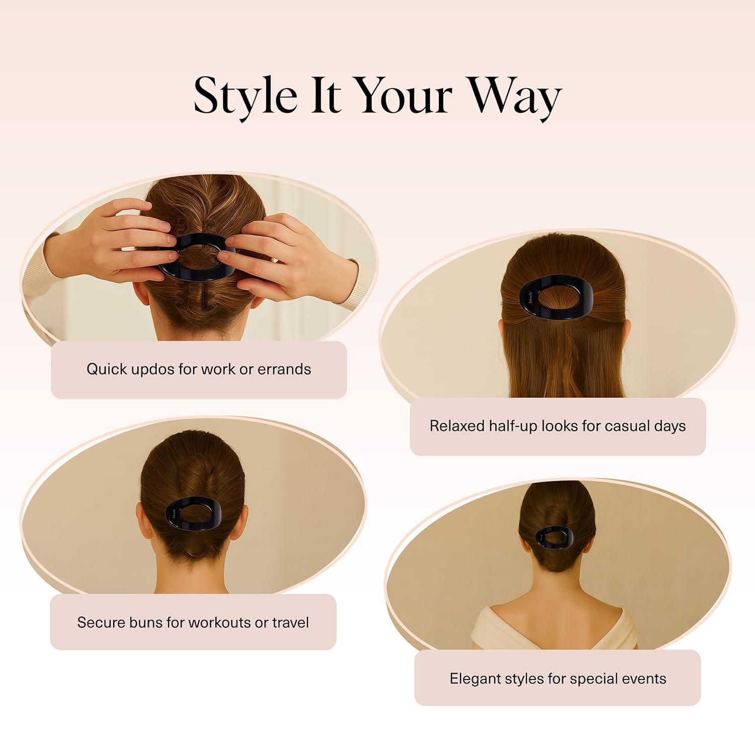 imageKitsch Medium Flat Claw Clips for Women Stylish Flat Hair Clips Strong Hold for Thick ampamp Fine Hair NonSlip for Secure Comfortable AllDay Wear Ideal Gifts for Women CherryMBlack