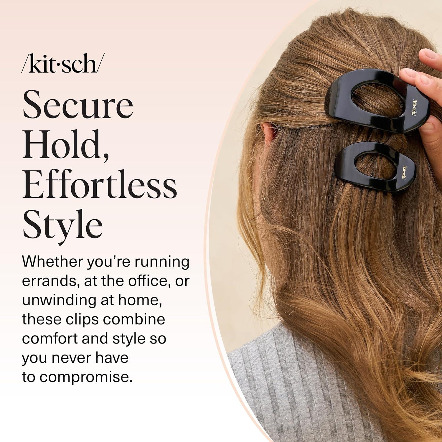 imageKitsch Medium Flat Claw Clips for Women Stylish Flat Hair Clips Strong Hold for Thick ampamp Fine Hair NonSlip for Secure Comfortable AllDay Wear Ideal Gifts for Women CherryMBlack