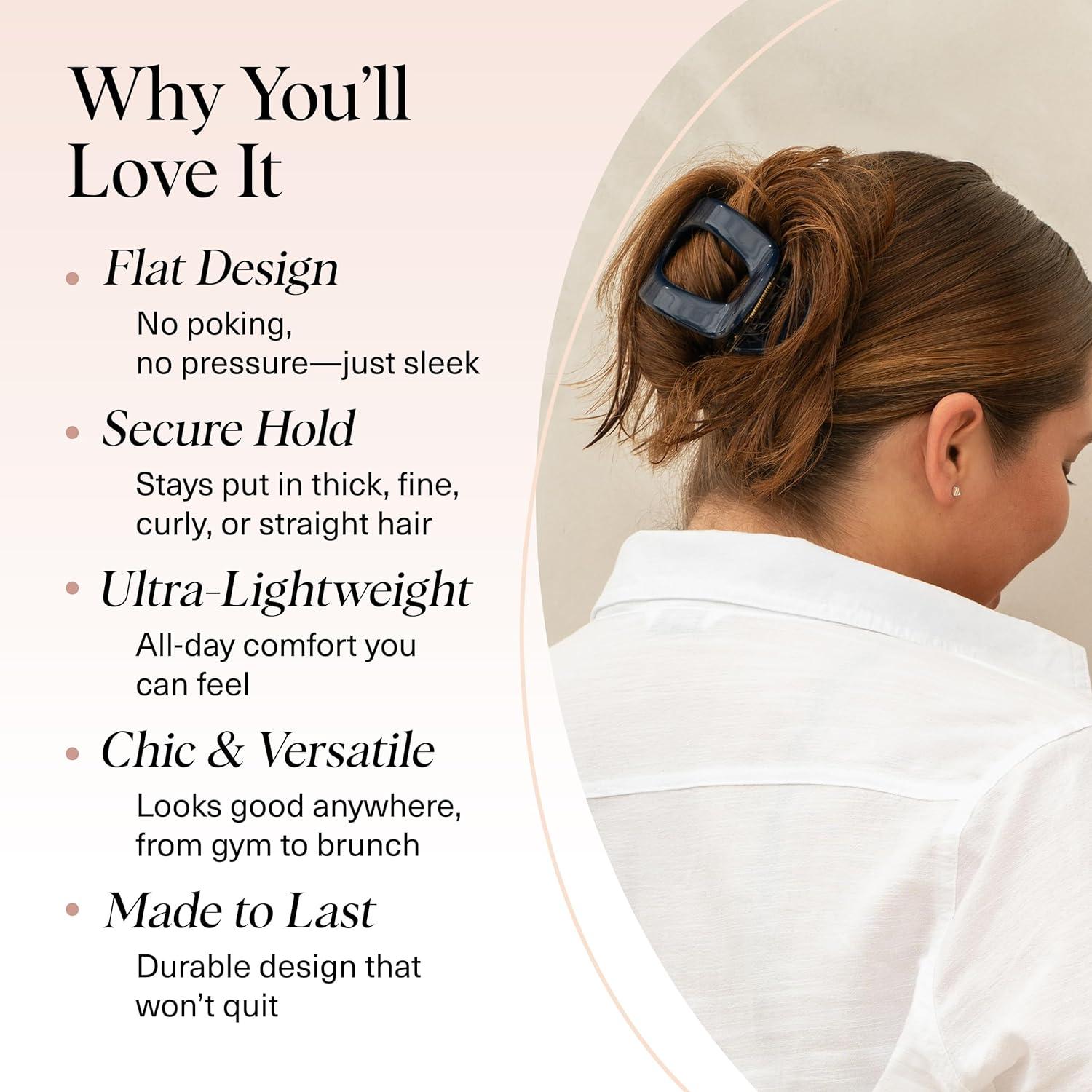 imageKitsch Medium Flat Claw Clips for Women Stylish Flat Hair Clips Strong Hold for Thick ampamp Fine Hair NonSlip for Secure Comfortable AllDay Wear Ideal Gifts for Women CherryBlue Orchid