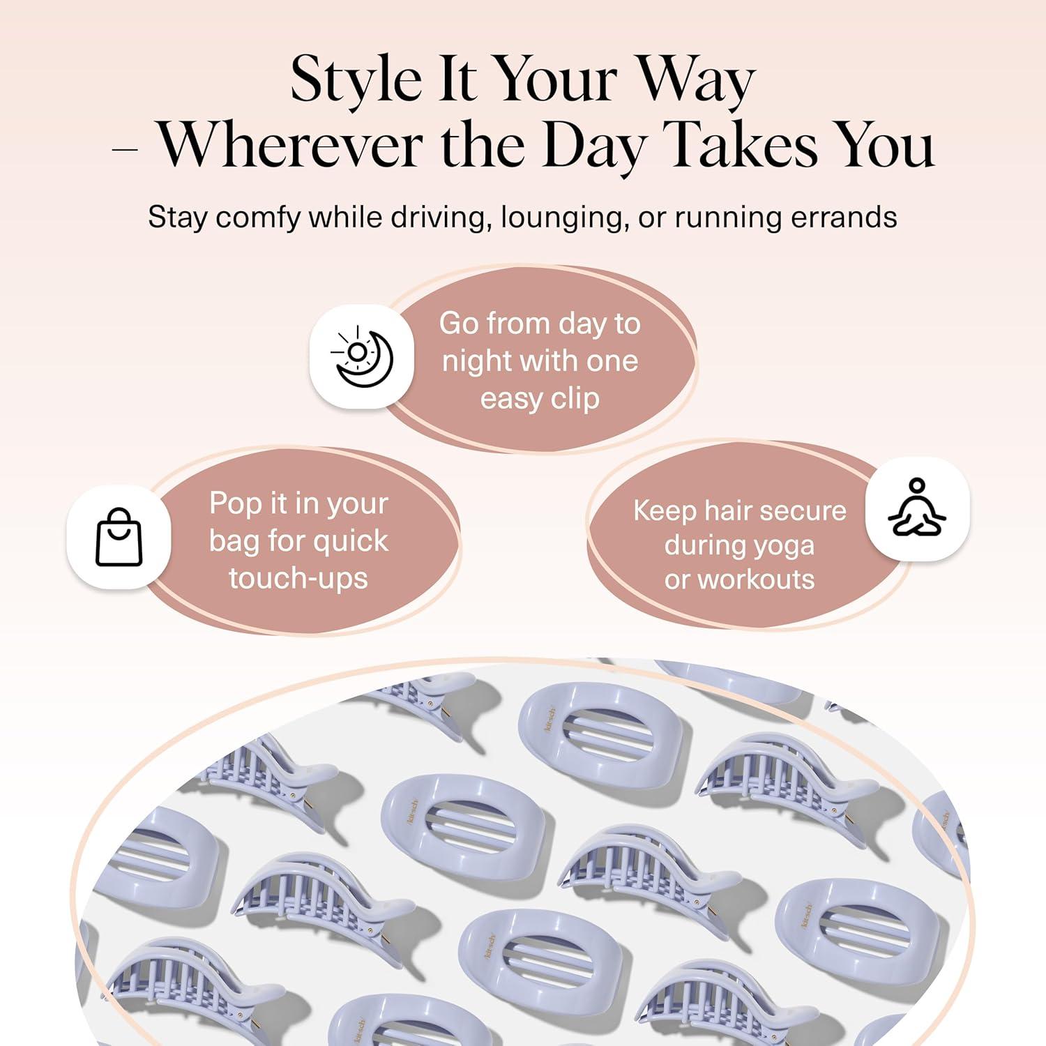 imageKitsch Medium Flat Claw Clips for Women Stylish Flat Hair Clips Strong Hold for Thick ampamp Fine Hair NonSlip for Secure Comfortable AllDay Wear Ideal Gifts for Women CherryHydrangea Breeze