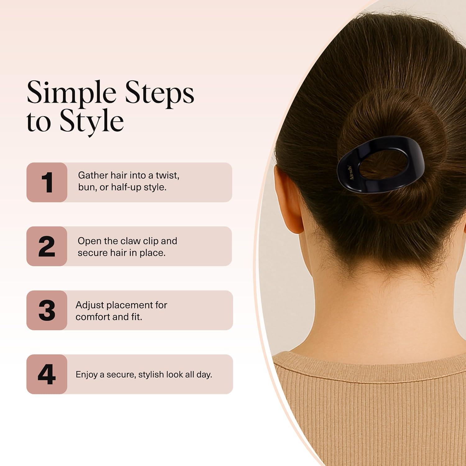 imageKitsch Medium Flat Claw Clips for Women Stylish Flat Hair Clips Strong Hold for Thick ampamp Fine Hair NonSlip for Secure Comfortable AllDay Wear Ideal Gifts for Women CherrySBlack