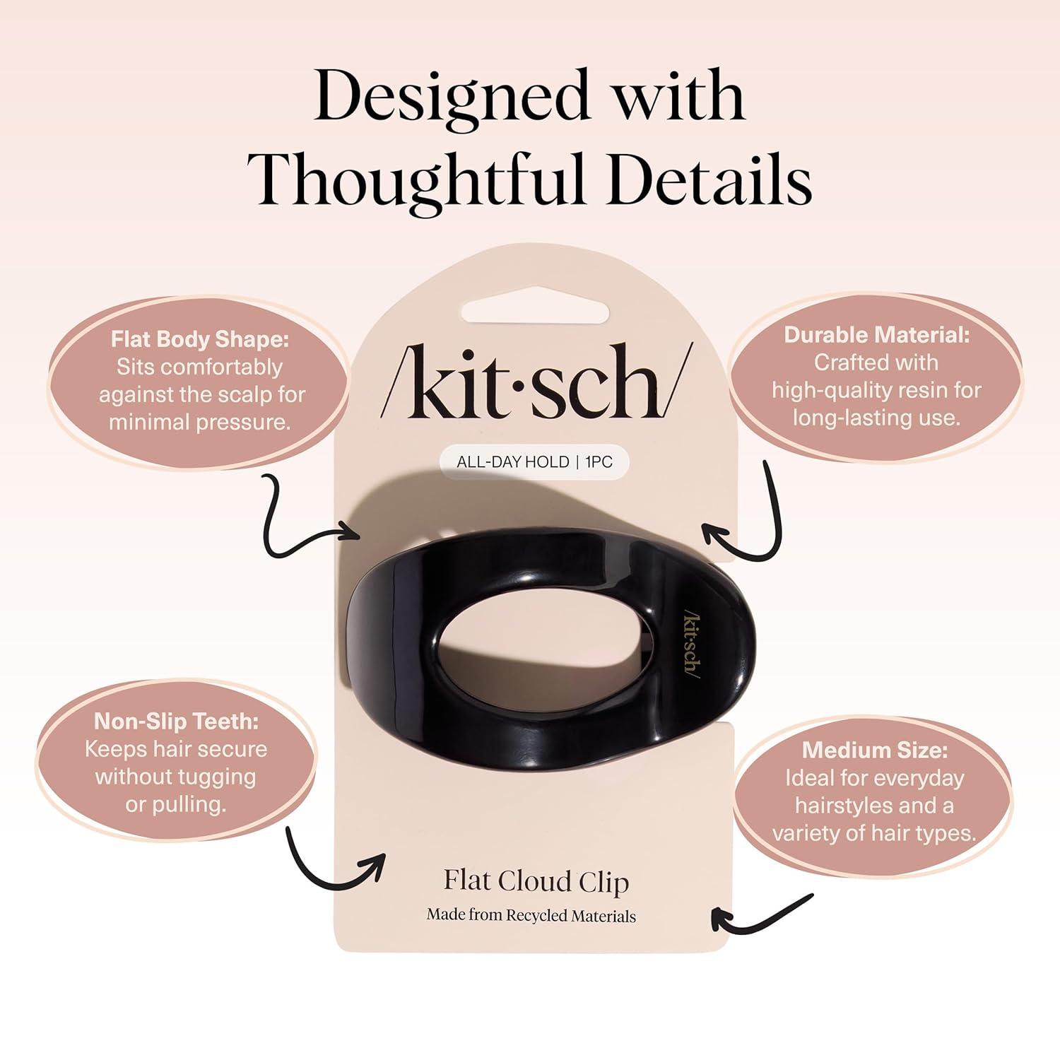 imageKitsch Medium Flat Claw Clips for Women Stylish Flat Hair Clips Strong Hold for Thick ampamp Fine Hair NonSlip for Secure Comfortable AllDay Wear Ideal Gifts for Women CherryMBlack