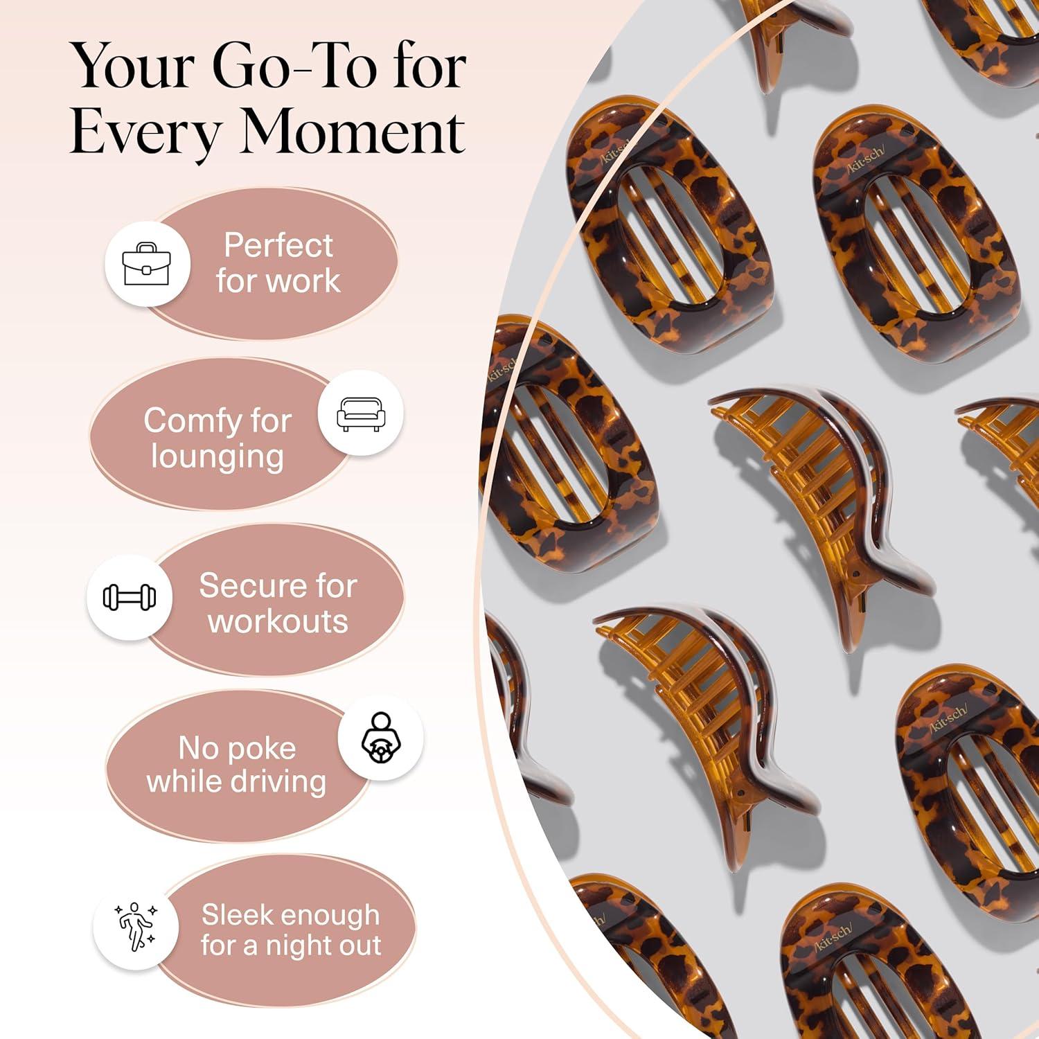 imageKitsch Medium Flat Claw Clips for Women Stylish Flat Hair Clips Strong Hold for Thick ampamp Fine Hair NonSlip for Secure Comfortable AllDay Wear Ideal Gifts for Women CherryTortoise Design