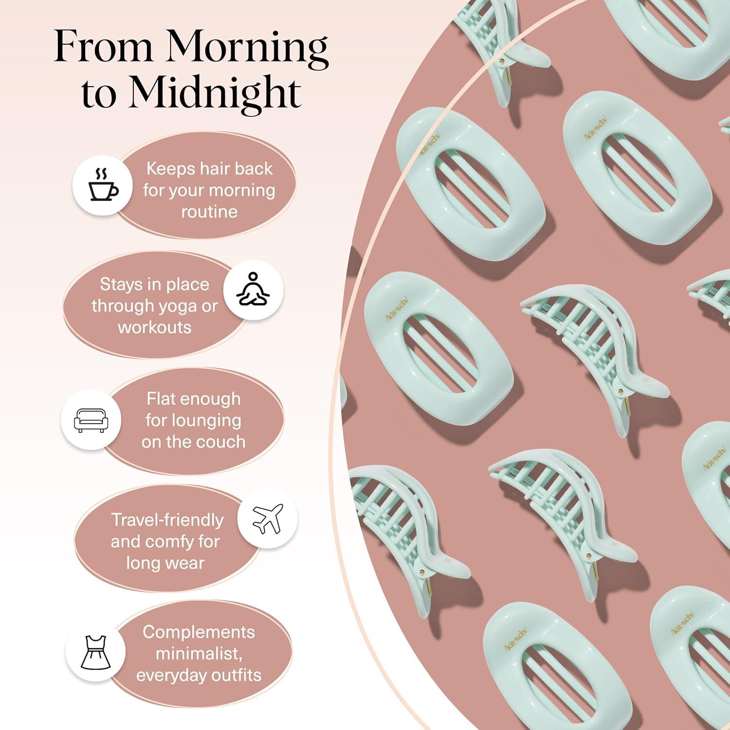 imageKitsch Medium Flat Claw Clips for Women Stylish Flat Hair Clips Strong Hold for Thick ampamp Fine Hair NonSlip for Secure Comfortable AllDay Wear Ideal Gifts for Women CherrySage Leaf