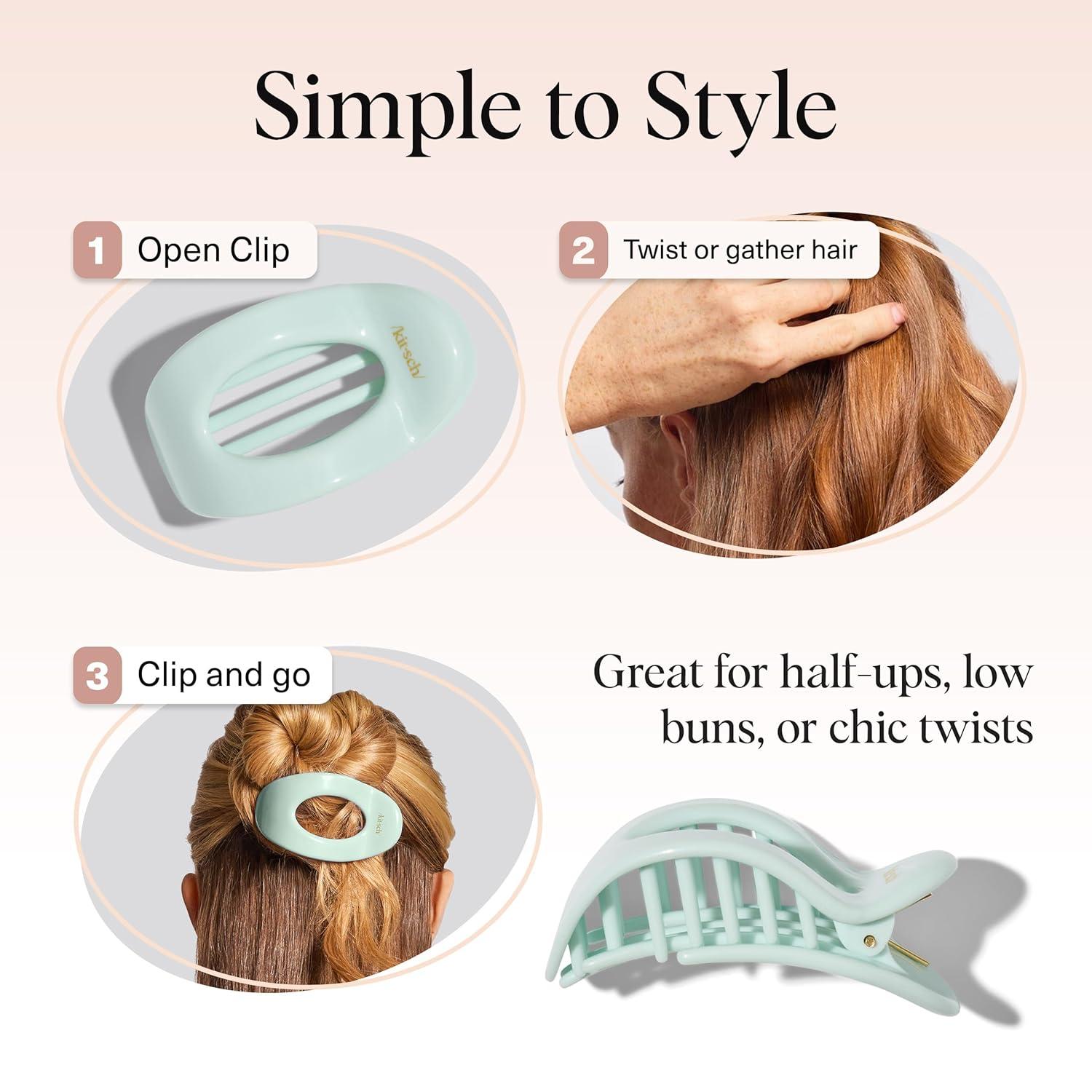 imageKitsch Medium Flat Claw Clips for Women Stylish Flat Hair Clips Strong Hold for Thick ampamp Fine Hair NonSlip for Secure Comfortable AllDay Wear Ideal Gifts for Women CherrySage Leaf