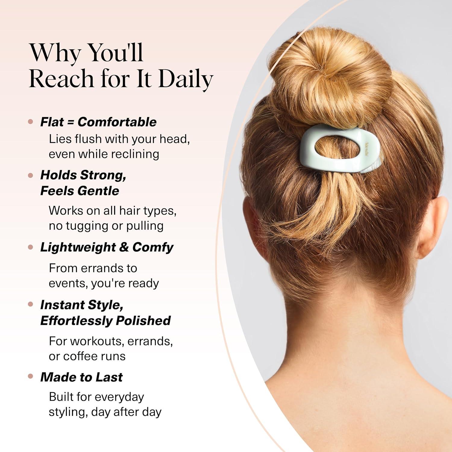 imageKitsch Medium Flat Claw Clips for Women Stylish Flat Hair Clips Strong Hold for Thick ampamp Fine Hair NonSlip for Secure Comfortable AllDay Wear Ideal Gifts for Women CherrySage Leaf