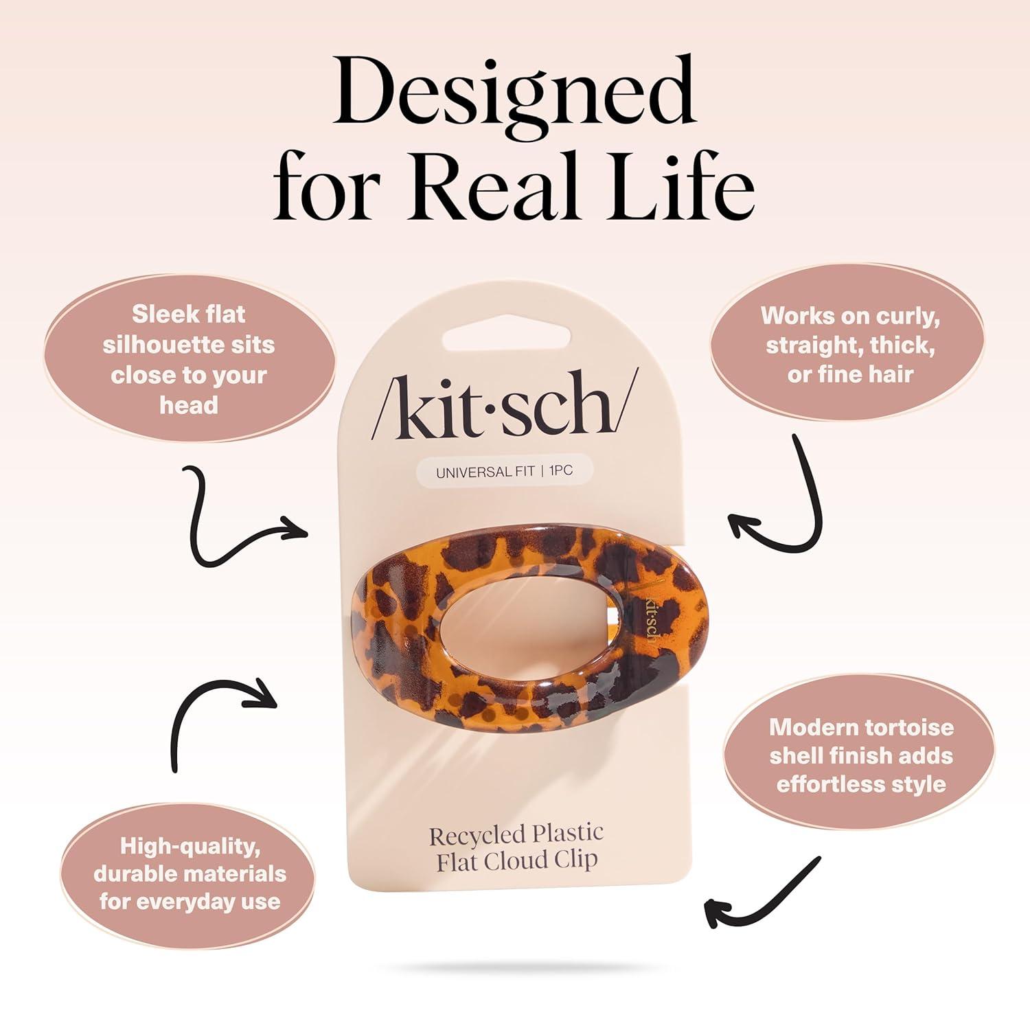 imageKitsch Medium Flat Claw Clips for Women Stylish Flat Hair Clips Strong Hold for Thick ampamp Fine Hair NonSlip for Secure Comfortable AllDay Wear Ideal Gifts for Women CherryTortoise Design