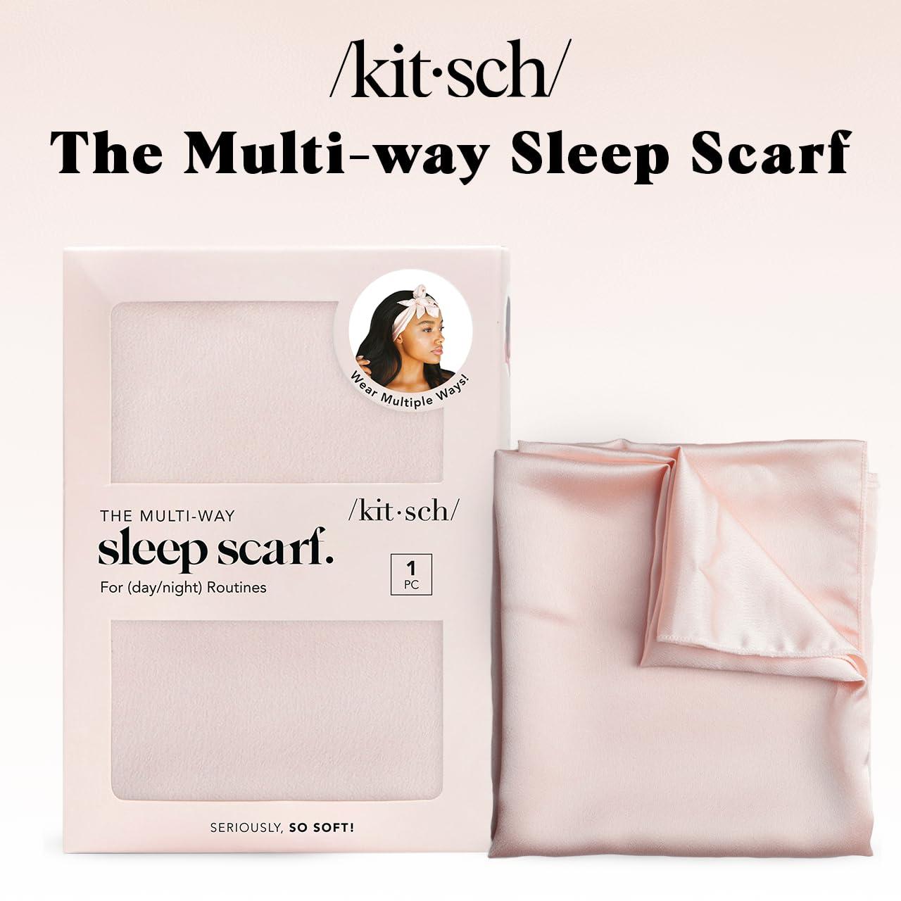 imageKitsch Satin Head Scarf MultiWay Scarf Stylish Bandana for Women Satin Bonnet for Sleeping ampamp Hair Wrapping at Night Blush