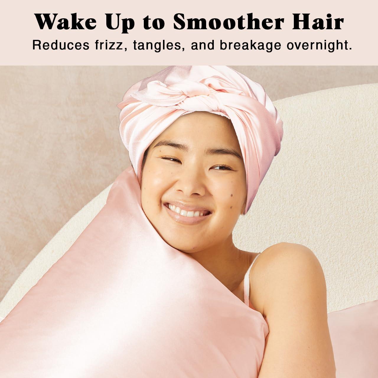 imageKitsch Satin Head Scarf MultiWay Scarf Stylish Bandana for Women Satin Bonnet for Sleeping ampamp Hair Wrapping at Night Blush