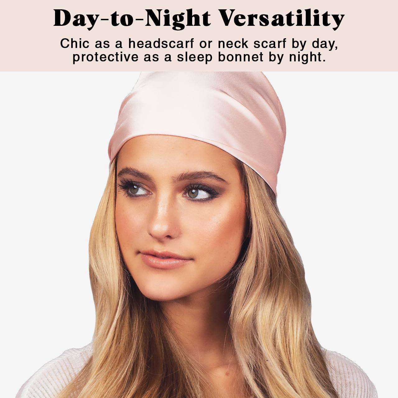 imageKitsch Satin Head Scarf MultiWay Scarf Stylish Bandana for Women Satin Bonnet for Sleeping ampamp Hair Wrapping at Night Blush
