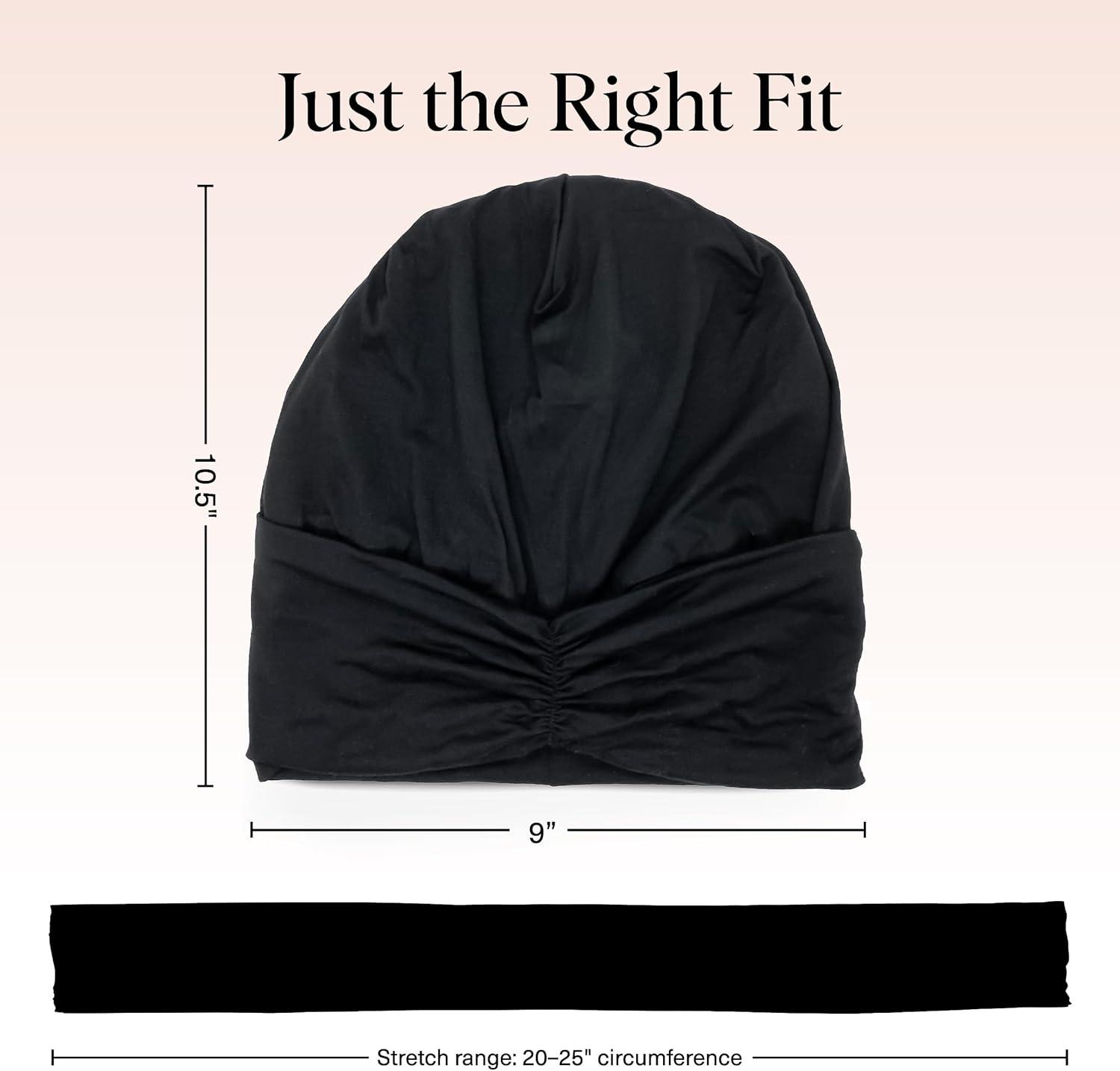 imageKitsch Satin Lined Beanie Softer than Silk Bonnet For Sleeping Women Breathable Hair Cover for Sleeping Slouchy Beanie Bonnets for Women Hair Wrap Reduce Breakage for Freezfree Hairs Black