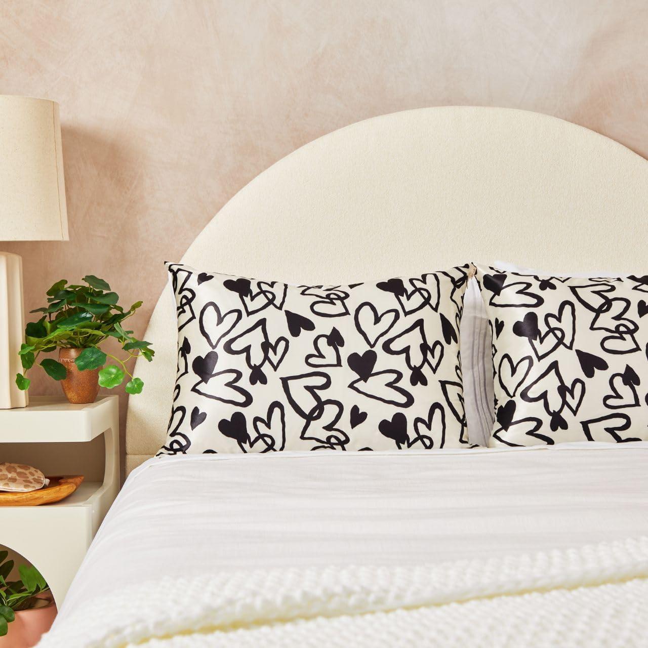 imageKitsch Satin Pillowcase with Zipper for Hair ampamp Skin Softer Than Silk Pillow Cases Queen WrinkleFree Smooth and Cooling Satin Pillow Covers Standard Size 19quotx26quot AuraHeart