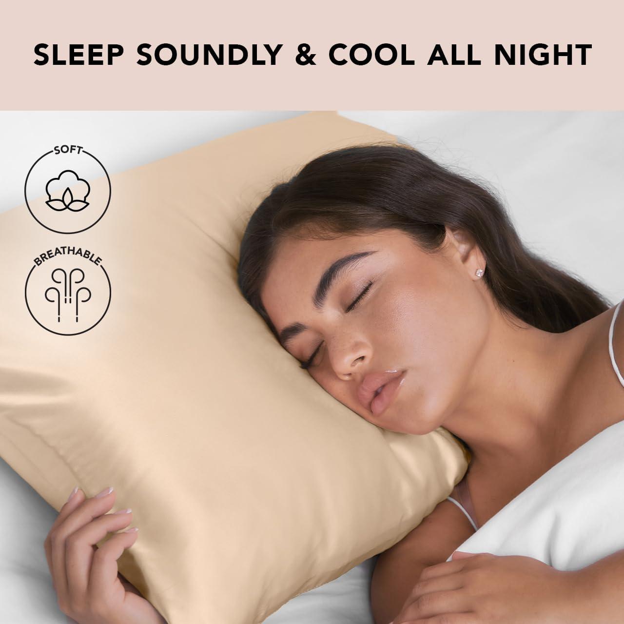 imageKitsch Satin Pillowcase with Zipper for Hair ampamp Skin Softer Than Silk Pillow Cases Queen WrinkleFree Smooth and Cooling Satin Pillow Covers Standard Size 19quotx26quot CharcoalChampagne