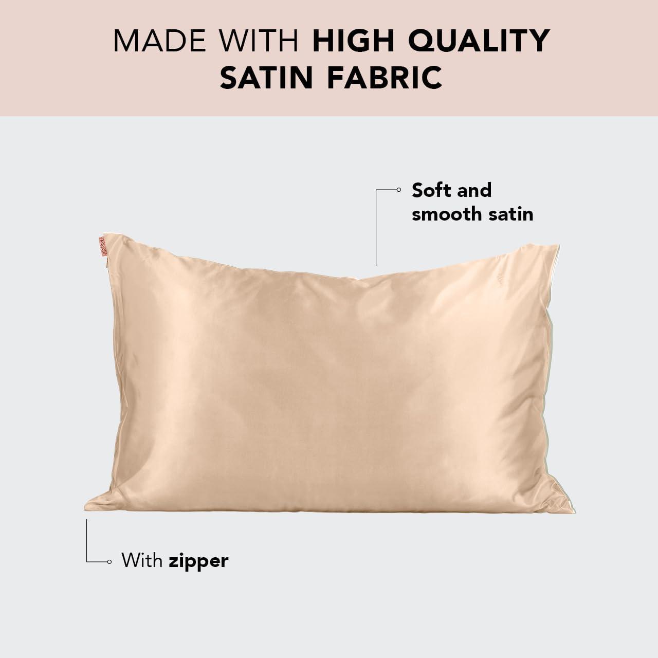 imageKitsch Satin Pillowcase with Zipper for Hair ampamp Skin Softer Than Silk Pillow Cases Queen WrinkleFree Smooth and Cooling Satin Pillow Covers Standard Size 19quotx26quot CharcoalChampagne