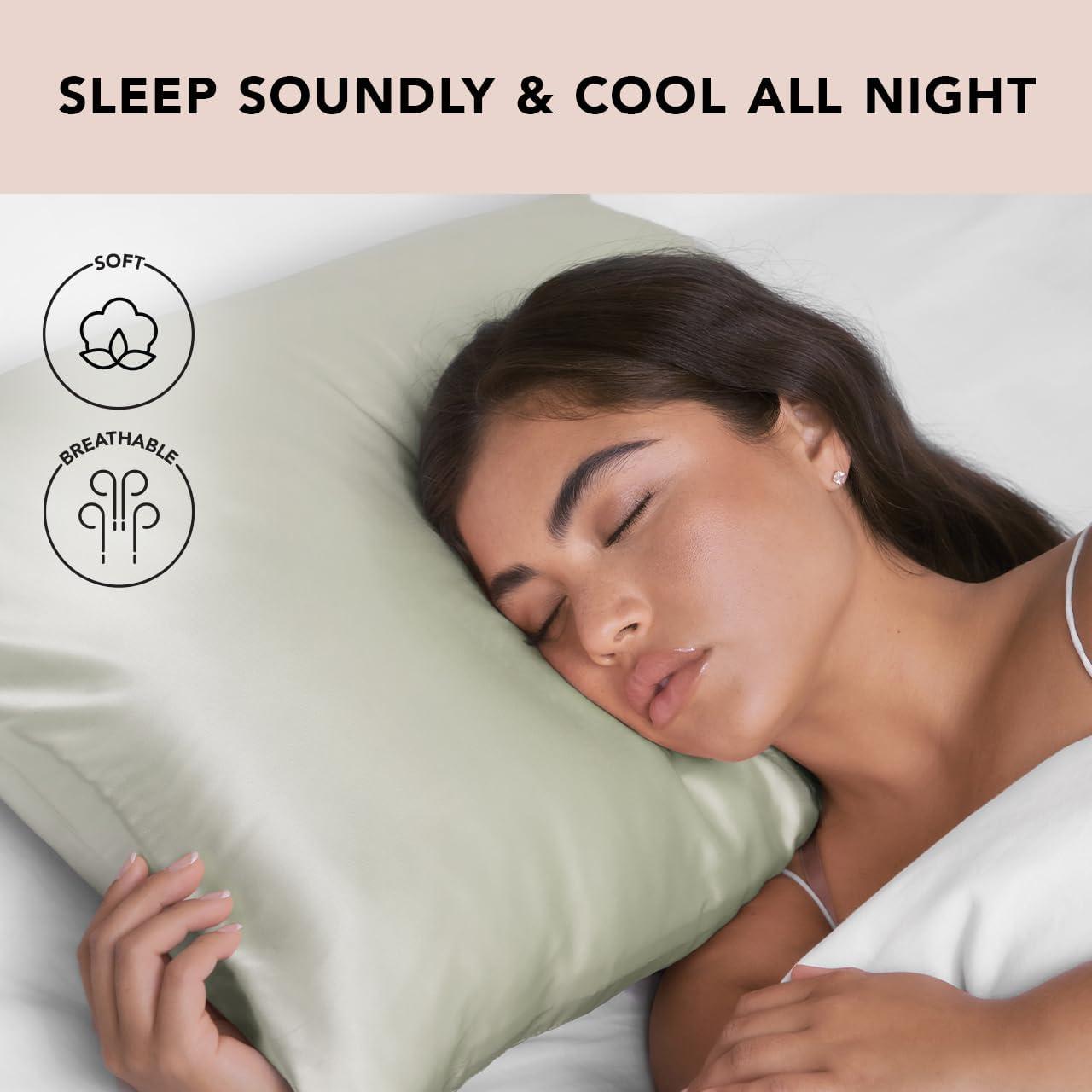 imageKitsch Satin Pillowcase with Zipper for Hair ampamp Skin Softer Than Silk Pillow Cases Queen WrinkleFree Smooth and Cooling Satin Pillow Covers Standard Size 19quotx26quot AuraSage