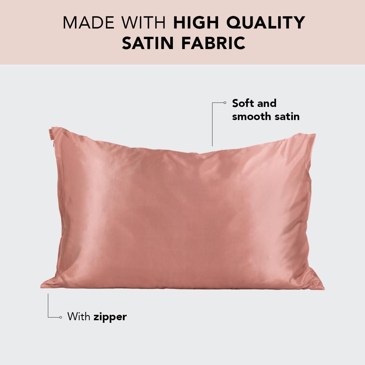 imageKitsch Satin Pillowcase with Zipper for Hair ampamp Skin Softer Than Silk Pillow Cases Queen WrinkleFree Smooth and Cooling Satin Pillow Covers Standard Size 19quotx26quot CharcoalTerracotta