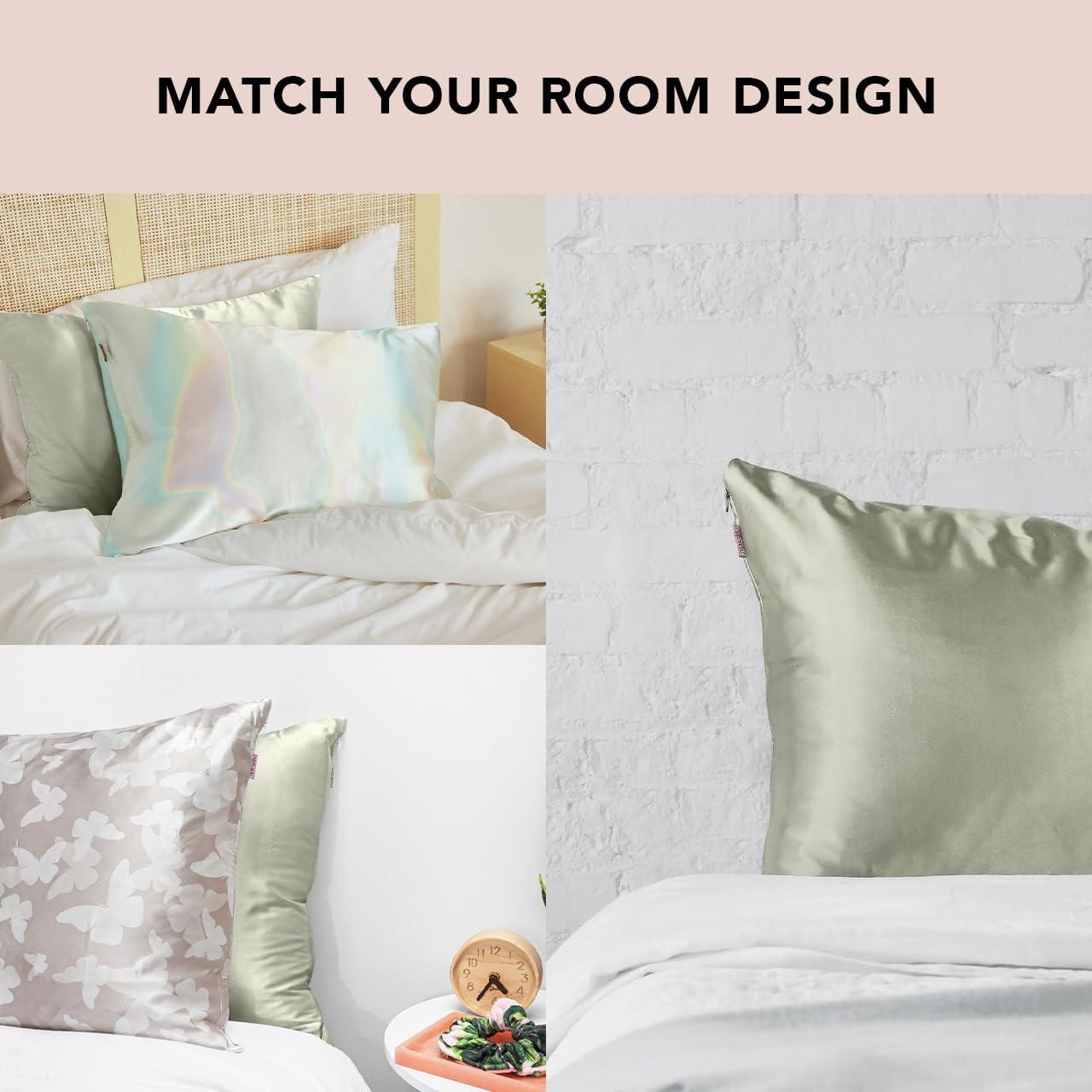 imageKitsch Satin Pillowcase with Zipper for Hair ampamp Skin Softer Than Silk Pillow Cases Queen WrinkleFree Smooth and Cooling Satin Pillow Covers Standard Size 19quotx26quot AuraSage