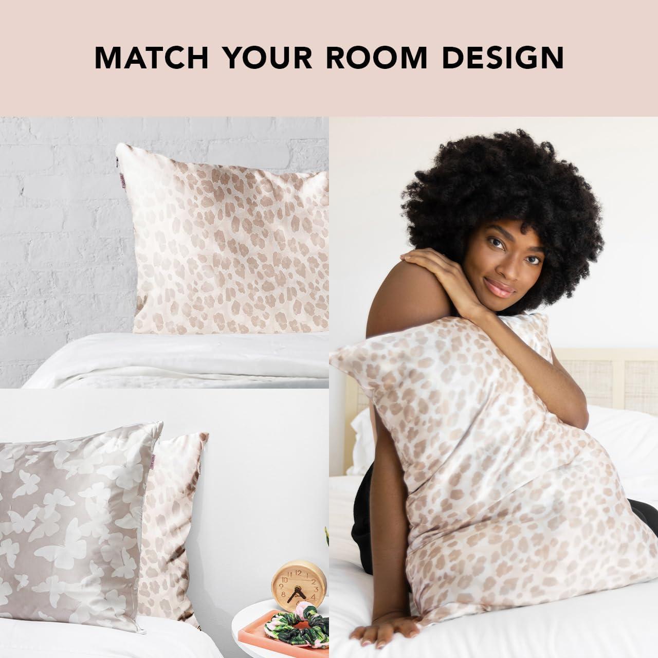 imageKitsch Satin Pillowcase with Zipper for Hair ampamp Skin Softer Than Silk Pillow Cases Queen WrinkleFree Smooth and Cooling Satin Pillow Covers Standard Size 19quotx26quot AuraLeopard