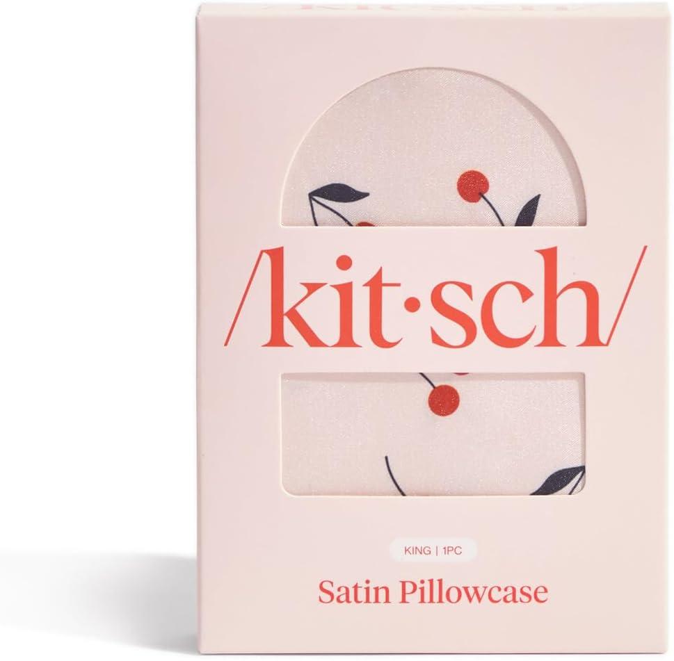 imageKitsch Satin Pillowcase with Zipper for Hair ampamp Skin Softer Than Silk Pillow Cases Queen WrinkleFree Smooth and Cooling Satin Pillow Covers Standard Size 19quotx26quot AuraCherry Print