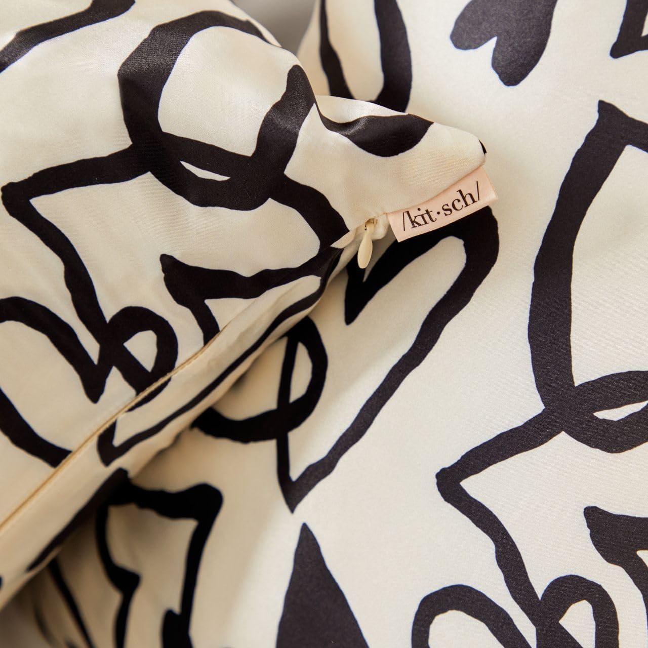 imageKitsch Satin Pillowcase with Zipper for Hair ampamp Skin Softer Than Silk Pillow Cases Queen WrinkleFree Smooth and Cooling Satin Pillow Covers Standard Size 19quotx26quot AuraHeart