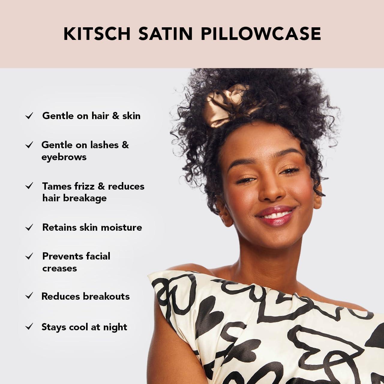 imageKitsch Satin Pillowcase with Zipper for Hair ampamp Skin Softer Than Silk Pillow Cases Queen WrinkleFree Smooth and Cooling Satin Pillow Covers Standard Size 19quotx26quot CharcoalHeart