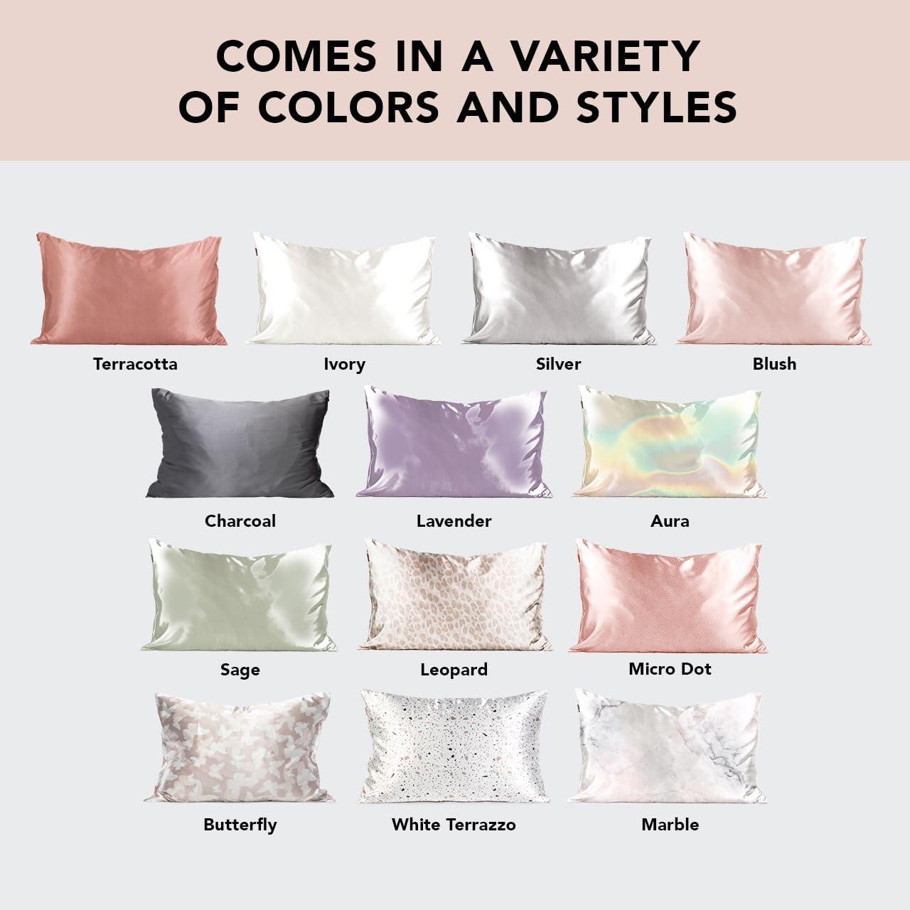 imageKitsch Satin Pillowcase with Zipper for Hair ampamp Skin Softer Than Silk Pillow Cases Queen WrinkleFree Smooth and Cooling Satin Pillow Covers Standard Size 19quotx26quot CharcoalMarble
