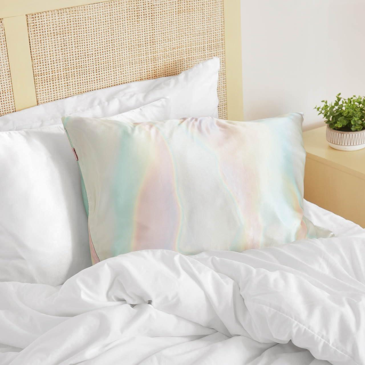 imageKitsch Satin Pillowcase with Zipper for Hair ampamp Skin Softer Than Silk Pillow Cases Queen WrinkleFree Smooth and Cooling Satin Pillow Covers Standard Size 19quotx26quot AuraAura