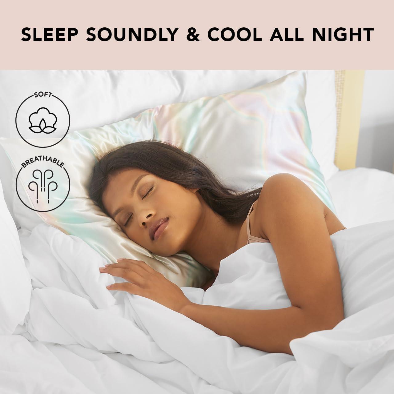 imageKitsch Satin Pillowcase with Zipper for Hair ampamp Skin Softer Than Silk Pillow Cases Queen WrinkleFree Smooth and Cooling Satin Pillow Covers Standard Size 19quotx26quot CharcoalAura