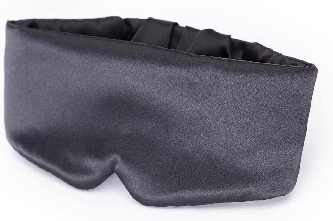 imageKitsch Satin Sleep Mask Eye Mask for Sleep Softer Than Silk Satin Sleeping Mask Blindfold and Sleep Masks for Women and Men Eye Care Travel Essentials Charcoal BlackCharcoal