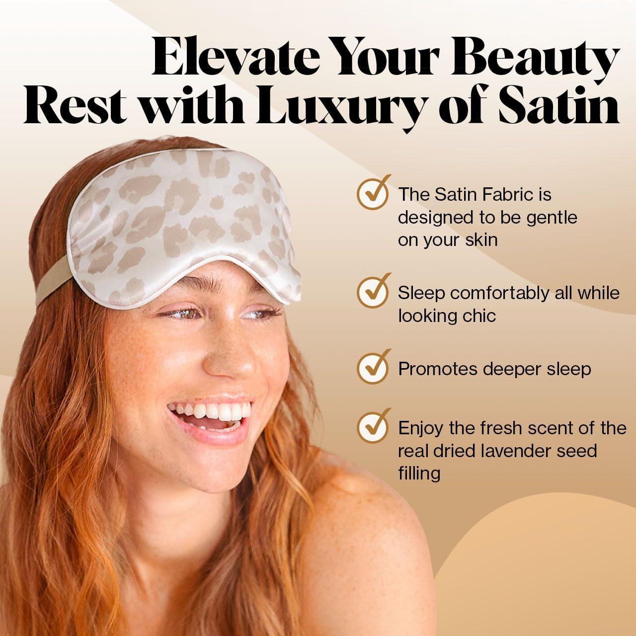 imageKitsch Satin Sleep Mask Eye Mask for Sleep Softer Than Silk Satin Sleeping Mask Blindfold and Sleep Masks for Women and Men Eye Care Travel Essentials Charcoal BlackSatin Leopard