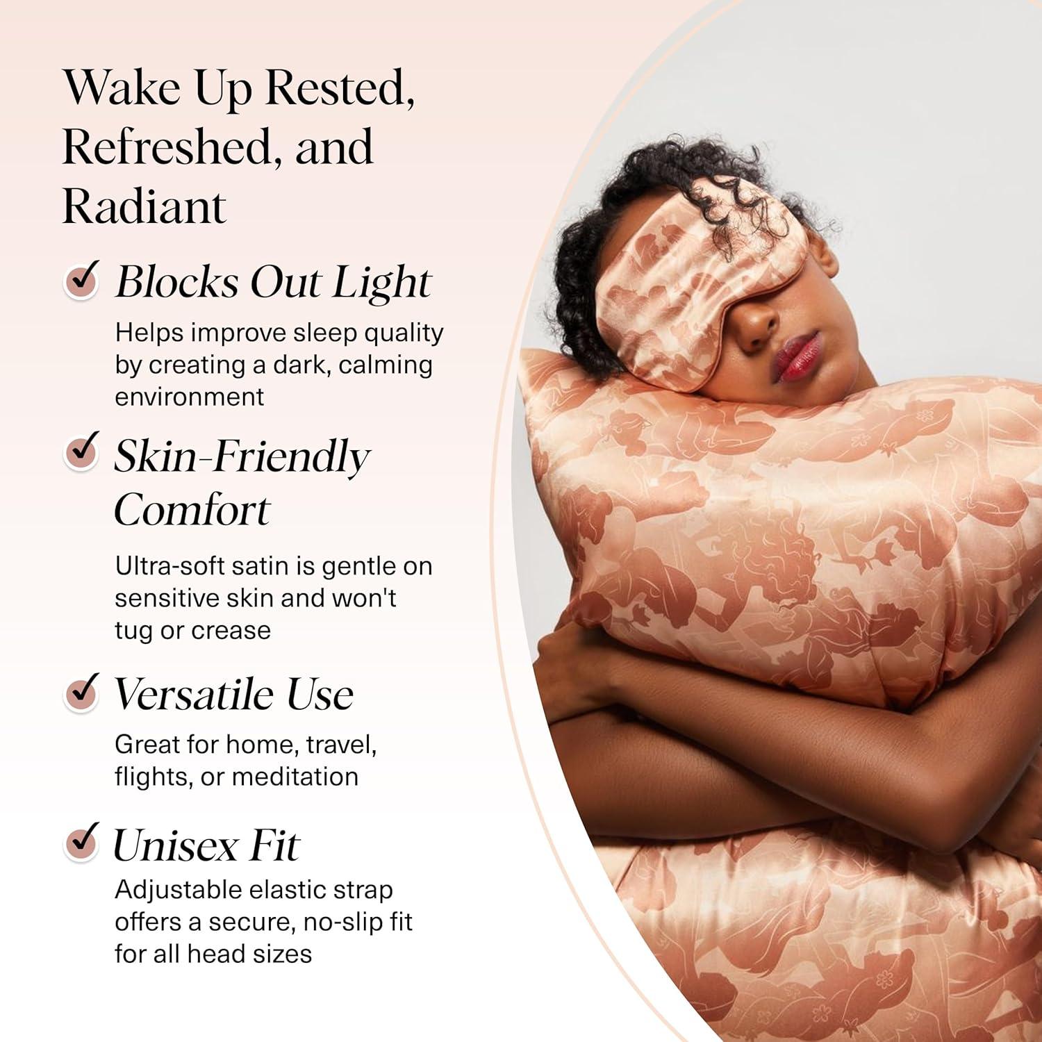 imageKitsch Satin Sleep Mask Eye Mask for Sleep Softer Than Silk Satin Sleeping Mask Blindfold and Sleep Masks for Women and Men Eye Care Travel Essentials Charcoal BlackDisney Princess