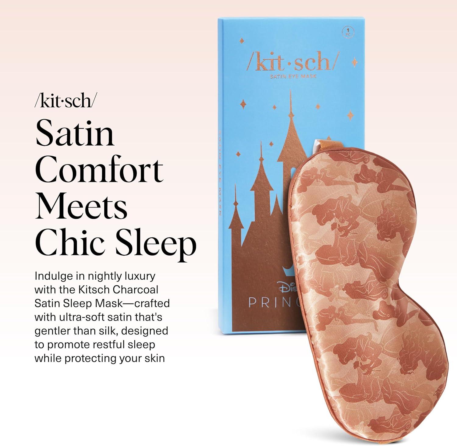 imageKitsch Satin Sleep Mask Eye Mask for Sleep Softer Than Silk Satin Sleeping Mask Blindfold and Sleep Masks for Women and Men Eye Care Travel Essentials Charcoal BlackDisney Princess