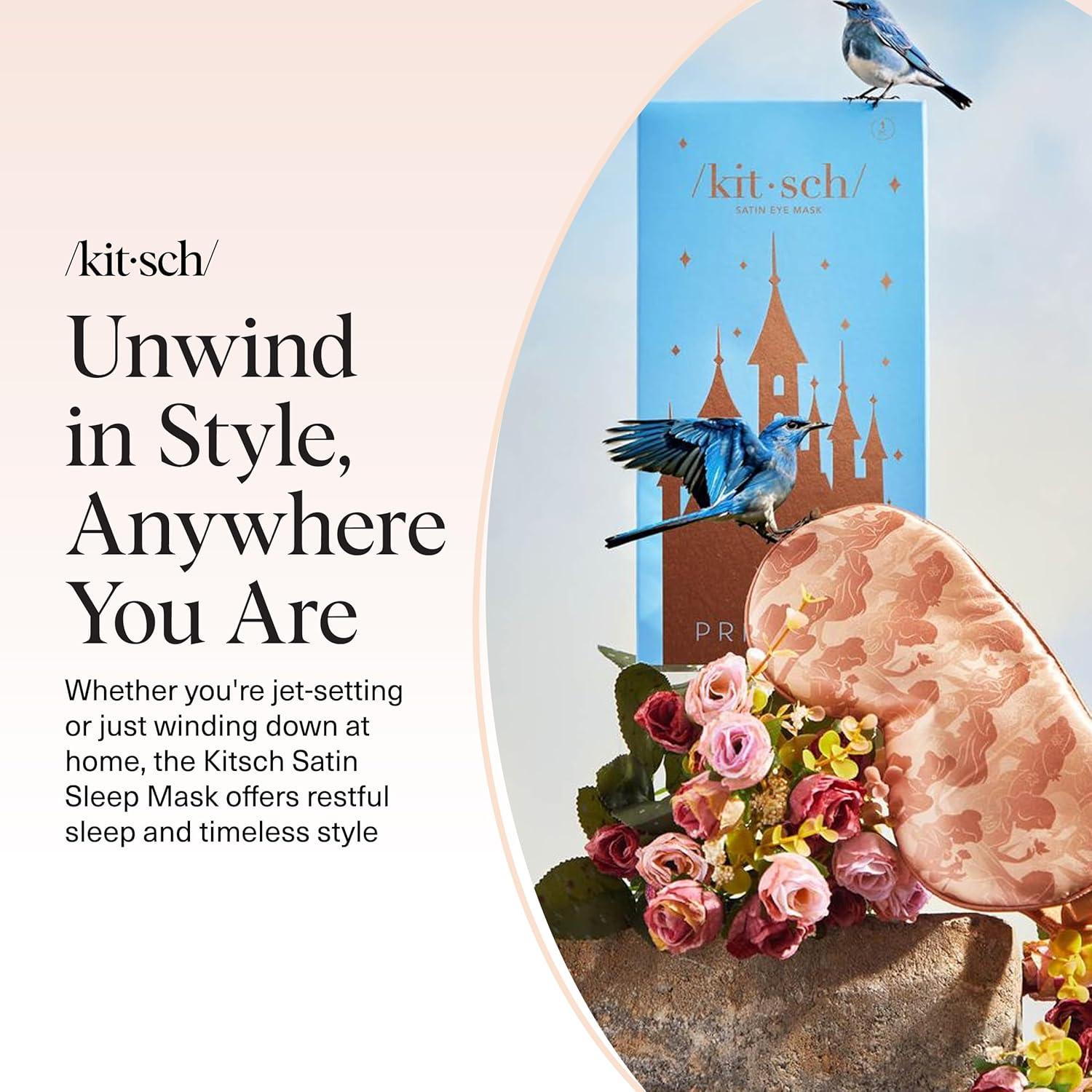 imageKitsch Satin Sleep Mask Eye Mask for Sleep Softer Than Silk Satin Sleeping Mask Blindfold and Sleep Masks for Women and Men Eye Care Travel Essentials Charcoal BlackDisney Princess