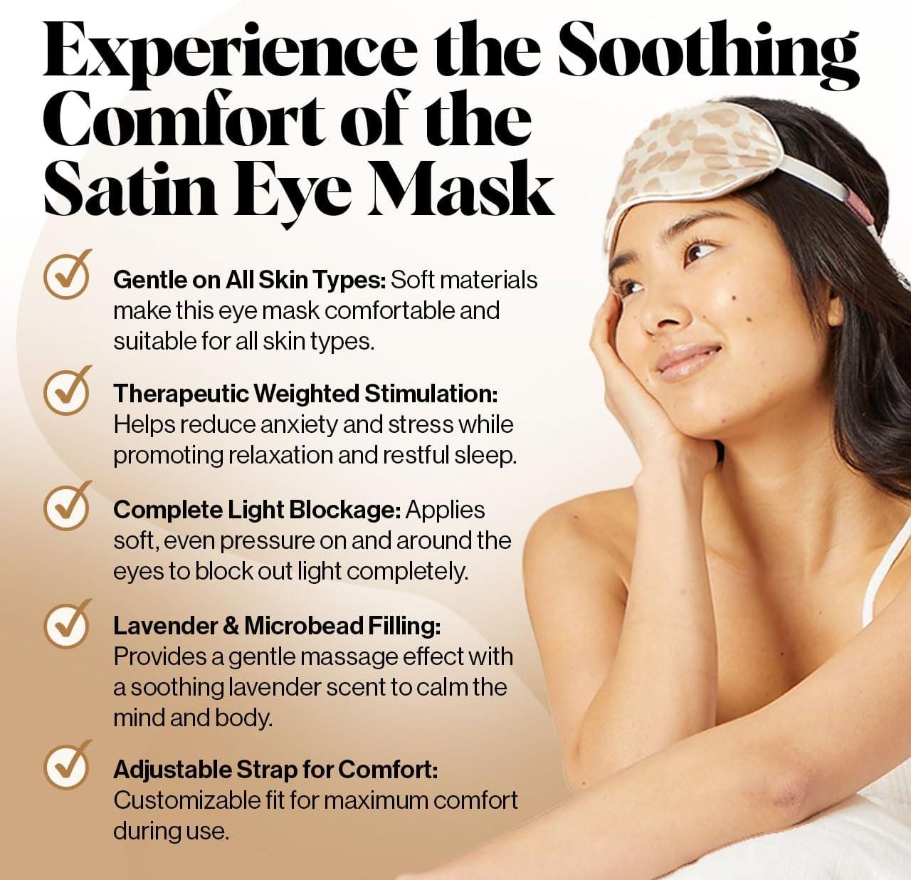 imageKitsch Satin Sleep Mask Eye Mask for Sleep Softer Than Silk Satin Sleeping Mask Blindfold and Sleep Masks for Women and Men Eye Care Travel Essentials Charcoal BlackSatin Leopard