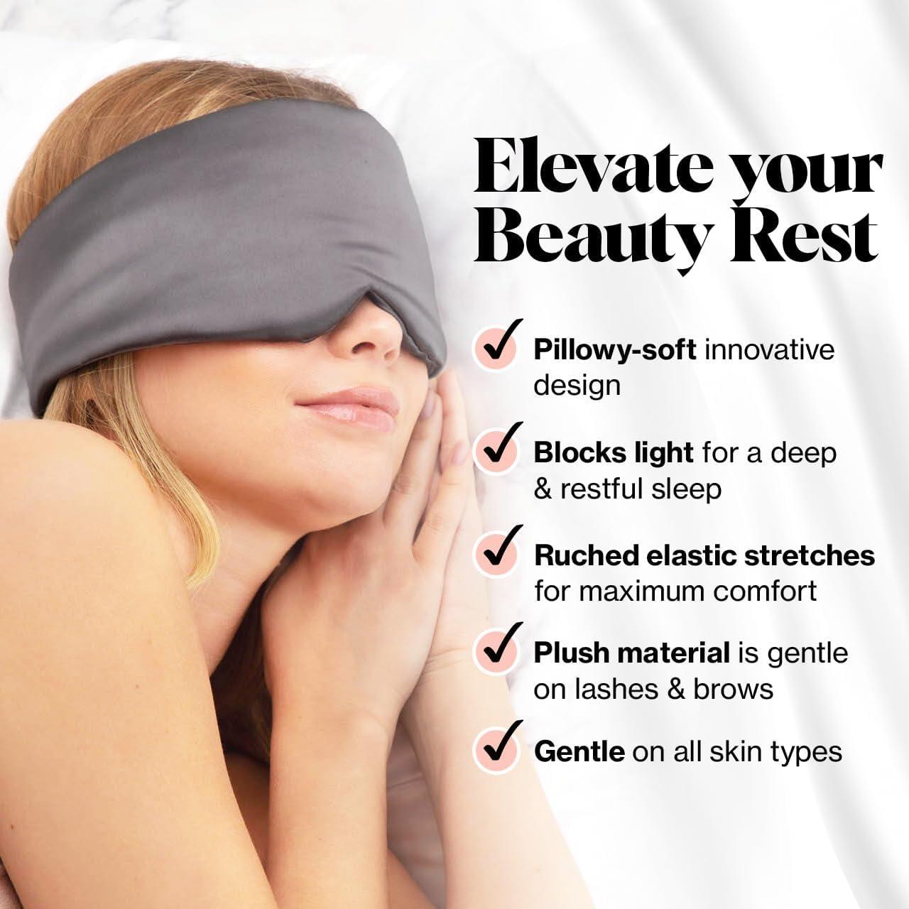 imageKitsch Satin Sleep Mask Eye Mask for Sleep Softer Than Silk Satin Sleeping Mask Blindfold and Sleep Masks for Women and Men Eye Care Travel Essentials Charcoal BlackCharcoal