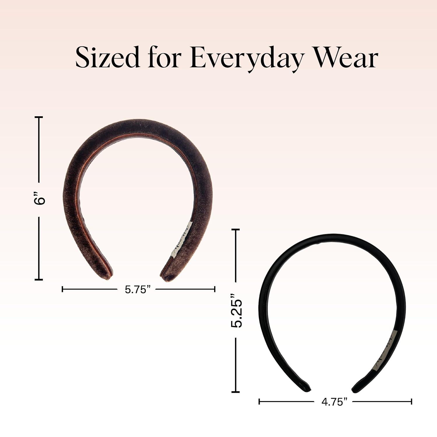 imageKitsch Velvet ampamp Satin Headbands for Women Non Slip Soft and Lightweight Stylish Headbands for Girls with Chic Neutral Shades Ideal Gifts for Women Black ampamp Chocolate 2pc SetBlack Chocolate