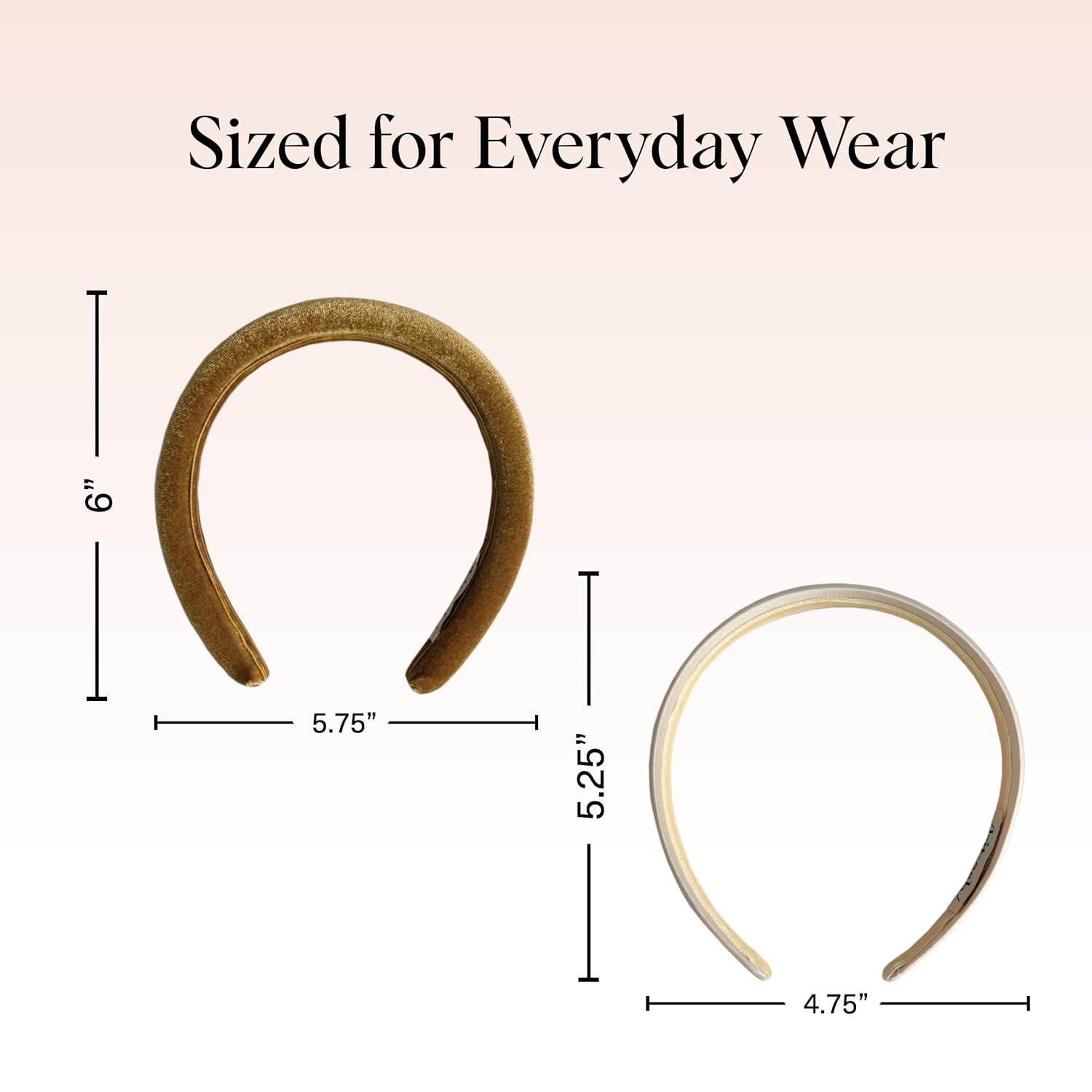 imageKitsch Velvet ampamp Satin Headbands for Women Non Slip Soft and Lightweight Stylish Headbands for Girls with Chic Neutral Shades Ideal Gifts for Women Black ampamp Chocolate 2pc SetCream Camel