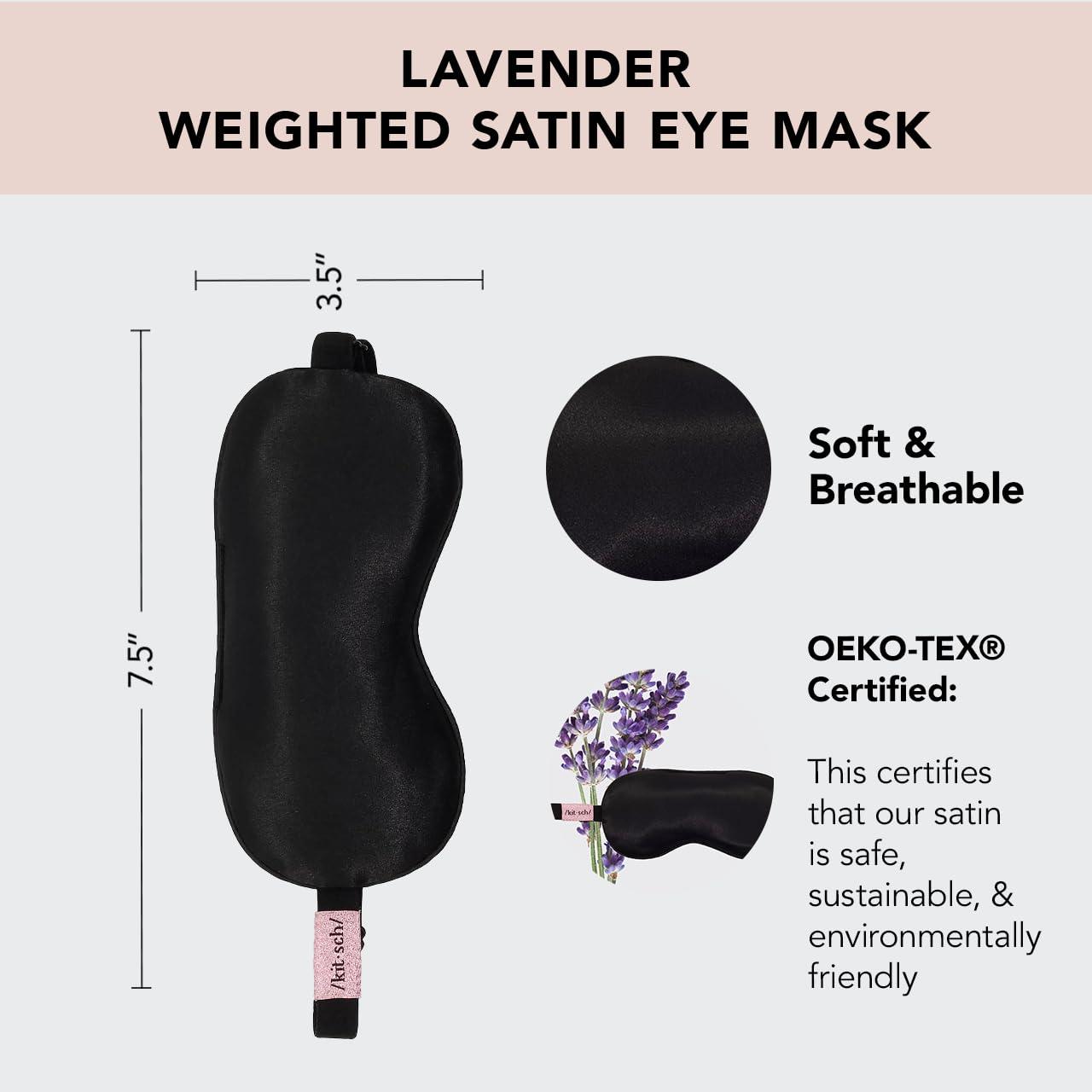 imageKitsch Weighted Satin Sleep Mask Weighted Eye Mask for Sleeping and Travel Lavender Sleeping Mask for Women and Men Light Blocking Adjustable Strap UltraSoft 41oz116g