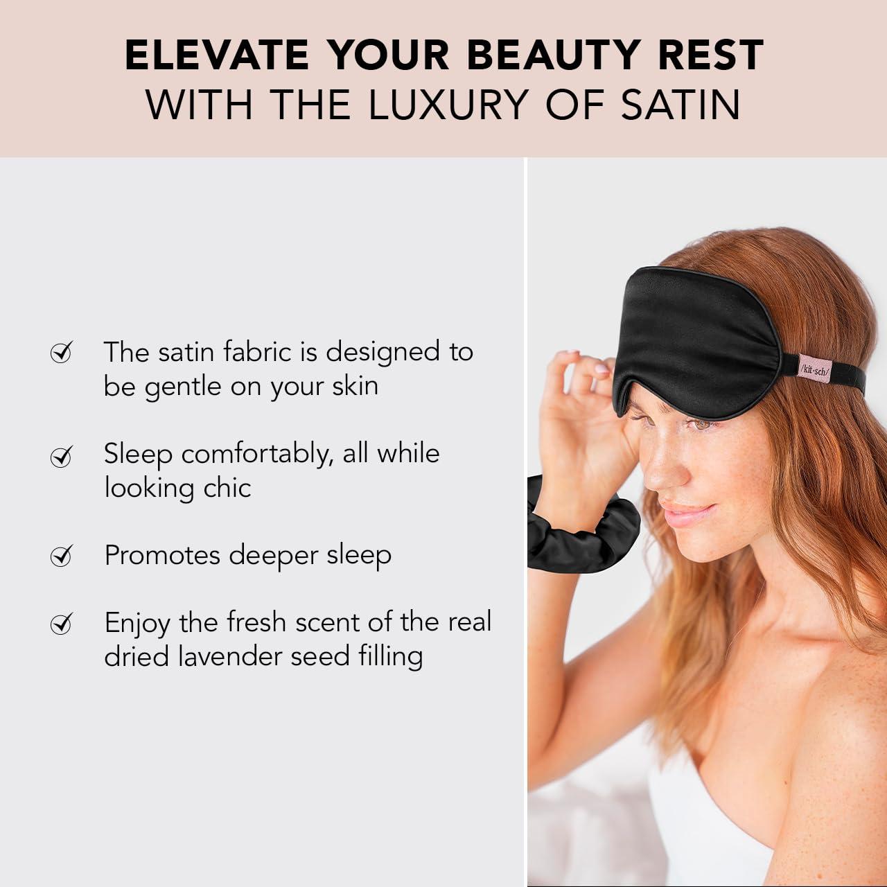 imageKitsch Weighted Satin Sleep Mask Weighted Eye Mask for Sleeping and Travel Lavender Sleeping Mask for Women and Men Light Blocking Adjustable Strap UltraSoft 41oz116g