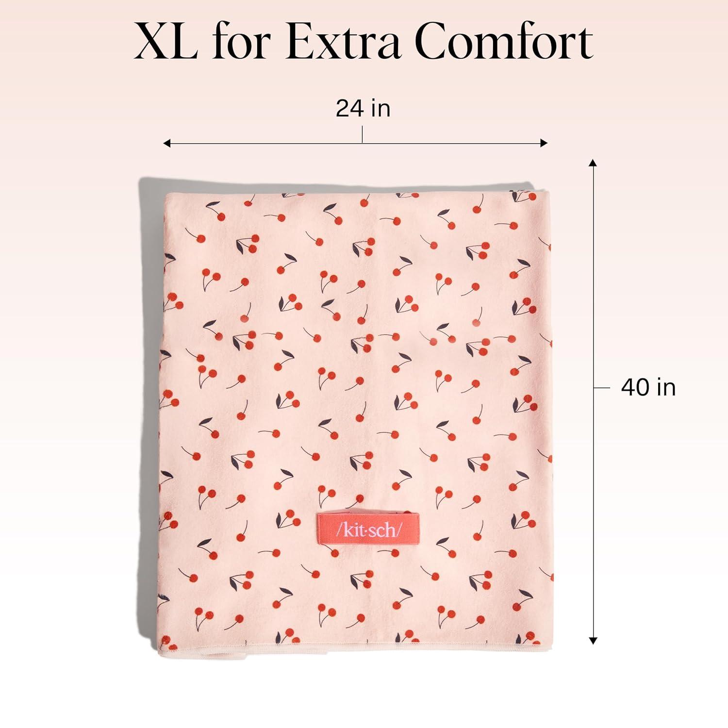 imageKitsch XL Microfiber Hair Towel Wrap for Women Ultra Absorbent Microfiber Towel for Wet Curly Long or Short Hair Quick Dry AntiFrizz Hair Wrap Cherry Print 40x24 inchesCherry Print